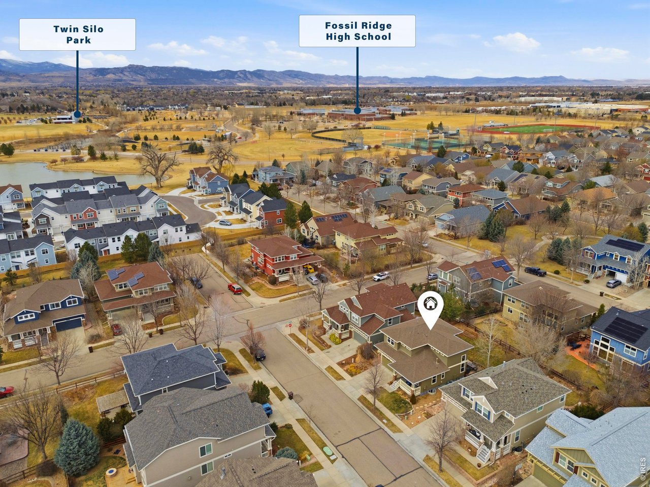 From the moment you arrive in the highly sought-after Observatory Village, you'll feel the difference. Walk your kids to Zach Elementary, Preston or Kinard Middle & Fossil Ridge High School - four of the area's top-rated schools - then stroll to Twin Silos or Radiant Park, all just steps from your front door. This stunning 4-bedroom, 4-bathroom home delivers the lifestyle buyers are searching for. The dramatic two-story wall of windows creates a jaw-dropping first impression, while gleaming refinished hardwood floors set the tone for the quality found throughout. The updated kitchen is a chef's dream, boasting a new stove, refrigerator, and microwave - built for everything from busy mornings to unforgettable dinner parties. Need to work from home? The main floor study has you covered. Ready to entertain? Head downstairs to the showstopping finished basement featuring a hidden projector screen and gorgeous bar your guests will rave about. Wake up every morning to breathtaking Longs Peak views from your primary bedroom - a daily reminder of why you love calling Colorado home. Outside, the fully fenced yard is ready for summer BBQs, kids, and pets, and the 2-car garage adds the everyday convenience you need. Top it all off with a neighborhood pool, clubhouse, and a one-of-a-kind functioning observatory. Homes like this don't last - schedule your showing today!