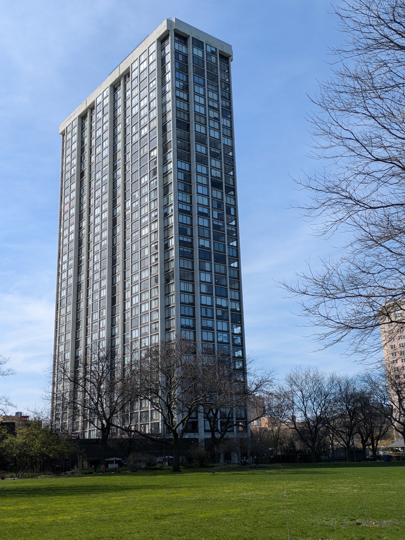 Spectacular lake-front living in this iconic mid-century modern building by renowned Chicago architecture firm in Chicago's Edgewater Beach community! This high-floor double corner unit commands unobstructed and breathtaking views east to the lake and beaches, south to the city skyline and north to Evanston and beyond. Two 2-bedroom corner units were combined to create a 2,685 sq ft oasis filled with abundant natural light. This unit is one of only three combined units in this full amenity building - a rarity to come to market. The unit features hardwood cherry floors throughout the main living area and primary bedroom, an open kitchen with a large island that flows seamlessly into spacious open plan living, sitting and dining room areas, and three bedrooms, each with an ensuite bath, including a spacious primary bath with steam shower, heated floor and 2-person jetted bathtub. There is an additional powder room off the kitchen, and a utility closet with a deep sink off the primary suite.         Wake up to gorgeous sunrises over the lake from the primary bedroom, enjoy cooking and entertaining in your expansive kitchen and living area, or simply marvel at the ever-changing moods of our Great Lake.      This well-managed building offers 24-hour door staff and onsite management, and a variety of amenities including an outdoor pool with cabanas and a veranda, a library, two party rooms, a rooftop sun deck, and a bike storage room. Additional neighboring access to tennis courts, indoor swimming pool and fitness club is available. On the park side of the building there are BBQ grills, a playground and a dog run.    The location is a dream for outdoor enthusiasts, with fantastic direct access to Lincoln Park and lakefront bike trails just outside the back door. Easy access to DuSable/LSD, Express bus to/from downtown just out the front door and newly renovated red line train make this transportation-oriented neighborhood lively and accessible. An array of fine restaurants and shopping options are nearby, including Mariano's and Jewel Osco.     Valet or self-park options offered in the onsite garage. Pet-friendly building. Assessments include heat, A/C, and cable/internet. With so much to offer - from views to amenities to location - this is a truly special property and a great place to live!