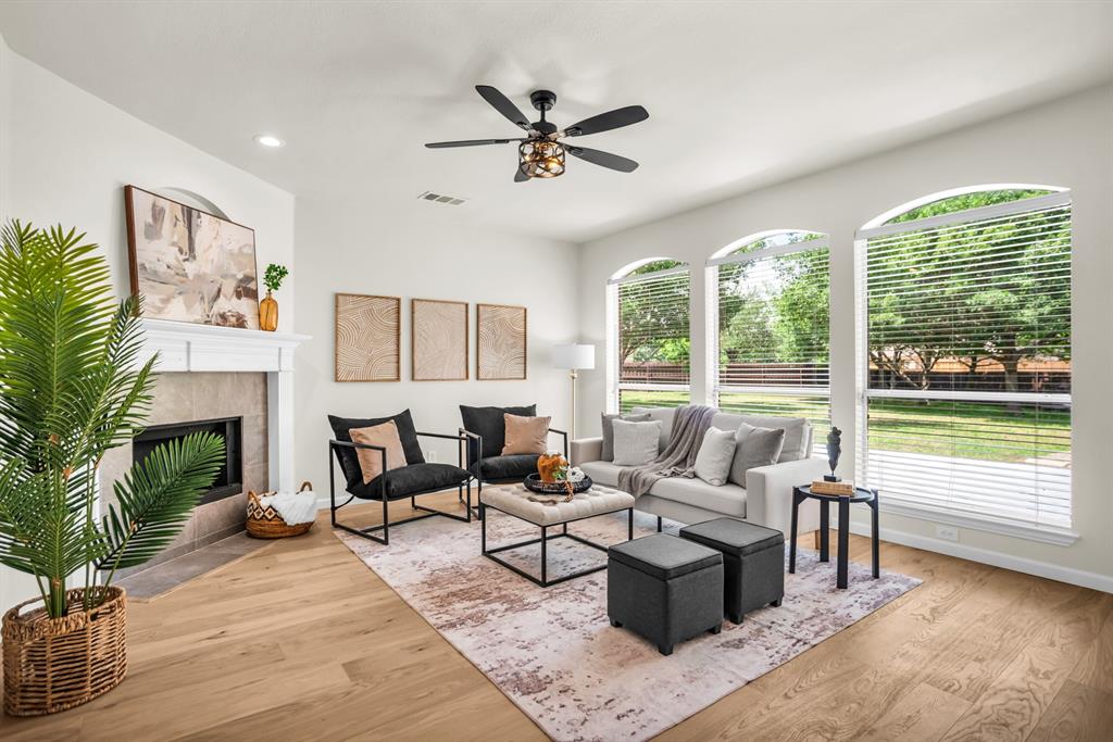 RARE .4 ACRE LOT in Allen ISD! Nestled on a spacious cul-de-sac lot, this beautifully updated two-story home offers the perfect blend of comfort, style, and functionality. Featuring 4 bedrooms and 3.5 baths, the thoughtfully designed layout includes an inviting open-concept living area with a cozy fireplace and a wall of windows that fill the space with natural light. The kitchen is ideal for both everyday living and entertaining, complete with a large island, abundant cabinetry, walk-in pantry, and stunning Taj Mahal quartzite countertops that continue into the bathrooms for a cohesive, elevated finish. Fresh interior paint, new carpet, and luxury vinyl plank flooring provide a modern, move-in ready feel throughout, while two new HVAC units offer added peace of mind. Upstairs, the private primary suite serves as a spacious retreat with a dual vanity bath, garden tub, and generous walk-in closet, complemented by a large game room and three additional bedrooms providing ample space for family or guests. Conveniently located near shopping, dining, and parks, and zoned to highly regarded Allen ISD, this home combines location, updates, and space in one exceptional opportunity.