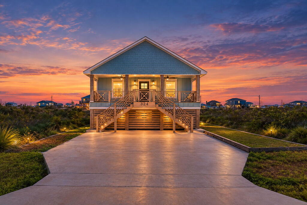 Charming Coastal Retreat Combined With Newer Construction! Embrace a relaxed coastal lifestyle in this thoughtfully designed 1200 square foot home featuring 3 bedrooms, 3 bathrooms and a multi-purpose flex room where peaceful surroundings and spacious living come together. Impressive front stairs lead to a welcoming covered deck, the perfect spot to enjoy refreshing coastal breezes and wide-open views. Inside, an inviting open-concept design creates an effortless flow between the living room and kitchen spaces offering an ideal setting for entertaining, gathering with family, or simply living the good life. The primary suite is a peaceful retreat with a beautifully appointed custom-tiled walk-in shower. Additionally, the two guest bedrooms feature ceiling fans, closets and share a Hollywood-style bathroom perfect for family and overnight guests. A versatile flex room adds even more possibilities, whether you envision a home office, exercise room, hobby space, or additional living area. On the ground level, there is ample space for storage.  With its thoughtful quality design, flexible spaces, and inviting outdoor areas, this charming new home offers the perfect combination of comfort and style for the laid-back lifestyle that is a hallmark of Holiday Beach living.