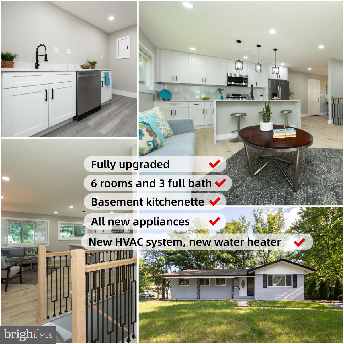 Welcome to this beautifully updated and fully modernized single-family residence offering the perfect blend of contemporary style and functional living. Total offers 6 rooms and 3 full bath. Step inside to an impressive open-concept main level, boasting a fully renovated gourmet kitchen with seamless integration into the living space—ideal for entertaining and everyday living. This level features 3 spacious bedrooms, 2 tastefully remodeled full bath, new flooring, and fresh paint throughout.The fully finished walk-up lower level offers incredible flexibility, featuring an additional 3 rooms, a fully remodeled full bath, and a dedicated wet bar/kitchenette equipped with a sink, refrigerator, and dishwasher. This configuration makes it an exceptional layout for an in-law suite, guest quarters, or multi-generational living. Enjoy complete peace of mind with extensive high-ticket upgrades, including new energy-efficient windows, a brand-new HVAC system, a new water heater, and all-new appliances.Perfectly situated for commuters, you are just minutes away from the Seabrook MARC Station and the New Carrollton Metro/Amtrak Station, with effortless access to I-495 and Route 50 for direct routes into Washington D.C. and Baltimore. Enjoy nearby shopping, dining, and daily conveniences at the Vista Shopping Center and Lanham Crossing, while local parks offer plenty of green space and outdoor recreation just moments from your front door. Move-in ready with modern finishes and thoughtful updates—this gem won't last long!