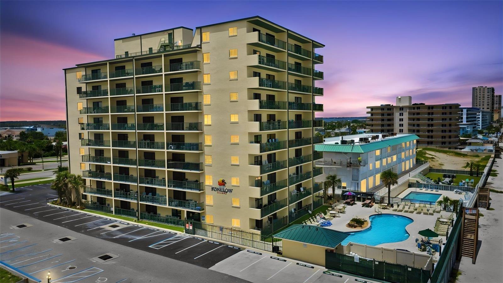 LOCATION, FLEXIBILITY AND BEACHFRONT LIVING! The Sunglow Resort offers direct beach access from the sun deck and NO MINIMUM RENTAL RESTRICTIONS creating an exciting opportunity for a vacation getaway, income-producing rental, or both! This furnished 1-bedroom condo offers a comfortable coastal retreat featuring a king-size bed, updated kitchen and bathroom, newer furnishings, newer A/C and TV, plus an electric fireplace for added ambiance. A convenient same-floor laundry room makes longer stays easy for owners and guests alike. Enjoy flexibility when it comes to rentals. Take advantage of the onsite concierge front desk for guest check-ins and check-outs and the available rental program, or choose to independently manage your own rentals. The building has recently completed extensive improvements, including the ROOF, POOL & SPA, SUN DECK and SEA WALL - with NO PENDING ASSESSMENTS! The iconic Sunglow Pier and Crabby Joe's right next door. This prime A1A location puts you close to restaurants, shopping and entertainment, with Daytona International Speedway and Daytona Beach International Airport just a short drive away. Whether you're searching for a beachside escape, a flexible vacation rental opportunity, or a furnished Florida getaway, Unit #2D offers the location, convenience and rental flexibility. BEACH ACCESS. NO MINIMUM RENTALS. FURNISHED. PRIME DAYTONA BEACH LOCATION. All information is deemed to be accurate but cannot be guaranteed. Buyer to verify.
