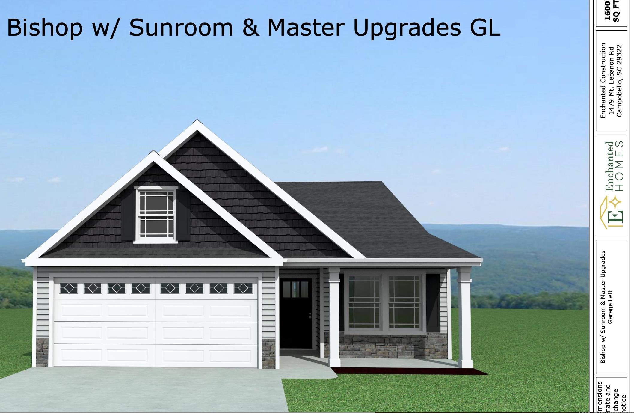 The BISHOP plan (Lot 156) has a spacious open living area and study. Granite countertops, crown molding with rope lighting, and many more features included. 12' X 12' sunroom overlooks a 10'x12' covered patio and private yard.  30-year architectural shingles, site-built construction, and a 10 year limited warranty are included to give you peace of mind.   *Virtual tour reflects same house plan, not exact house.