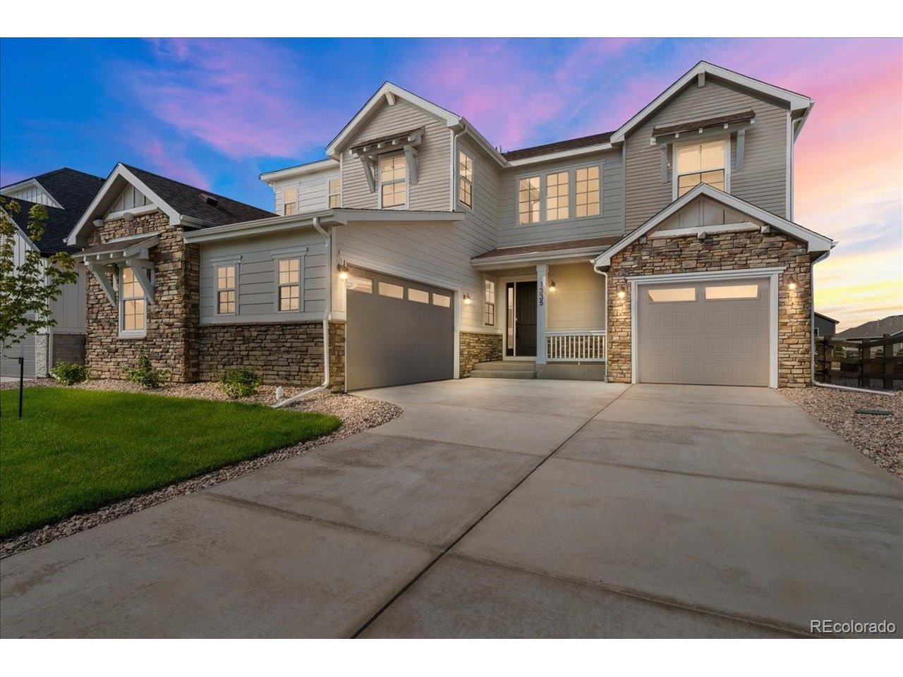 Experience timeless elegance with modern flair in this stunning 6-bedroom, 5.5-bath home. Boasting a classic design complemented by sleek, contemporary finishes, this home impresses at every turn. The open-concept layout offers a seamless flow from the inviting living room with fireplace to the gourmet kitchen, complete with a striking quartz island, walk-in pantry, and top-tier appliances.Downstairs, a finished basement expands your living space with a wide-open family/game room featuring a wet bar, perfect for entertaining, along with an additional bedroom and shared bath. The spacious three-car garage and covered back patio round out the impressive amenities, making this home both functional and luxurious.Click the Virtual Tour link to view the 3D walkthrough.