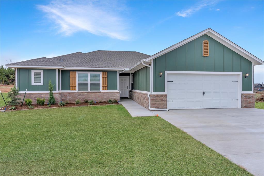 RARE OPPORTUNITY TO PURCHASE A NEW CONSTRUCTION HOME WITH SPECIAL OHFA ASSISTANCE PROGRAMS AVAILABLE! Qualified buyers may receive up to 5% forgivable down payment assistance through the Oklahoma Housing Stability Program, with additional programs potentially available for qualified buyers. Opportunities like this can create substantial savings and increased buying power for eligible purchasers. Ask for details and approved lender information.  Estimated completion August 10, 2026.Perfectly positioned on a spacious .74-acre lot in Buck Crossing, the Opal plan blends open-concept design, flexibility, and upgraded everyday functionality into one beautifully designed home.  3 bedrooms, 2.5 bathrooms, and a dedicated study, this floorplan delivers versatility buyers are searching for.The private study near the front entry creates an ideal setup for working from home, a quiet reading space, playroom, or hobby room while remaining separate from the main living areas. At the center of the home, the spacious kitchen features an oversized island, abundant counter space, walk-in pantry, and open sightlines into the dining and living spaces, creating a connected atmosphere perfect for entertaining or comfortable daily living.The large primary suite offers a peaceful retreat with a generous walk-in closet and well-appointed bath, while the secondary bedrooms are thoughtfully arranged for privacy and functionality. One of the hidden gems of this floorplan is the convenient powder bath for guests, adding both comfort and practicality rarely found in homes this size.Outside, the oversized .74-acre homesite provides room to enjoy the outdoors while still benefiting from the convenience of nearby Guthrie, Edmond, and Oklahoma City access. Buck Crossing continues to attract buyers looking for quality new construction paired with larger lots and a more relaxed lifestyle.Photos are from a completed model intended to showcase quality, craftsmanship and style