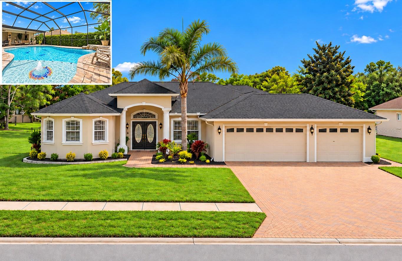 IMMACULATELY MAINTAINED and COMPLETELY REMODELED!! VERY PRIVATE-FEELING OUTDOOR POOL AREA and BACKYARD!! MOVE-IN READY!! Highly-desired Pristine Place Community! This one offers so much!! 5 bedrooms (use the LARGE back bedroom as a theater room, man-cave, gym, game room, play room, or office...it is HUGE) + REMODELED 2.5 bathrooms (half bath for the pool/lanai) + full 3-car garage + NEWER private heated pool (2018) + modern sunshelf + calming stone waterfall into the pool + gorgeous upgraded brick-paver pool deck with newer screen enclosure + large covered back lanai...made for entertaining + large uncovered brick paver patio outside of the screen enclosure for grilling and laying out + fenced yard for the family and pets + NEW luxury plank flooring throughout the home + NEW designer lighting and NEW designer plumbing fixtures + crown molding almost everywhere + NEW ROOF DEC 2023 + NEWER AC 2018 + located in the highly-desired gated community of Pristine Place with clubhouse + community pool + fitness center + tennis and pickle-ball courts + playground + located near A-Rated Challenger K-8 and Powell Middle Schools for family convenience!! The home is large with 2,652 sq feet of living space and 4,011 sq feet total! With 5 bedrooms (all 5 have closets), everyone gets their own bedroom!! The upgraded brick-paver driveway is a full 3-car wide driveway for extra parking!! Tall, grand entrance with double door entry and foyer to greet your guests!! With an open floor plan, high tray ceilings, transom window, multiple glass french doors overlooking the pool...this home feels light, bright, and very spacious!! The large GORGEOUS REMODELED KITCHEN is the center of this home with white cabinetry and Quartz countertops with large island and breakfast bar for extra seating + coffee bar with upgraded glass cabinets + stainless steel appliances + stylish wood accent range hood + large closet pantry! The kitchen is open to the large great room and breakfast nook!! The home offers a split floor plan offering privacy to the master suite!! The REMODELED ensuite master bathroom offers dual sinks, Quartz countertops with a large vanity, modern stand alone tub, separate walk-in shower with frameless glass and bench seat, toilet room, and dual large walk-in closets!! The  REMODELED 2nd full bathroom has dual sinks, too!! Remodeled 1/2 bath!! 4 additional bedrooms, all with closets, offer so much space in this home for everyone!! Breakfast nook and formal dining room to host your family holiday events! Relax on your HUGE back lanai with your morning coffee and enjoy beautiful family days in the pool together - best home on the block for entertaining and pool parties!! The laundry room feels amazing with the butcher block counter top! NO FLOOD. The low community HOA fee INCLUDES discounted, bulk-rate cable and internet...and all the amenities!! Nothing to do...but move in!!! Super clean and well-maintained!!Close to everything!! Shoppes, restaurants, hospitals, schools...everything!! Less than 10 minutes to kayaking, paddle-boarding, and swimming with the manatees in the clear Weeki Wachee River or enjoying a day at Buccaneer Bay Water Park!! 20 minutes to the sunsets at Pine Island, boating and fishing!! Less than 5 minutes to the Suncoast Parkway for quick and easy access to Tampa International Airport and for all the fun that Tampa Bay has to offer!! 1 hour + to TOP US BEACHES!! 1.5 hours to Disney World and Universal Studios and all the theme parks!!