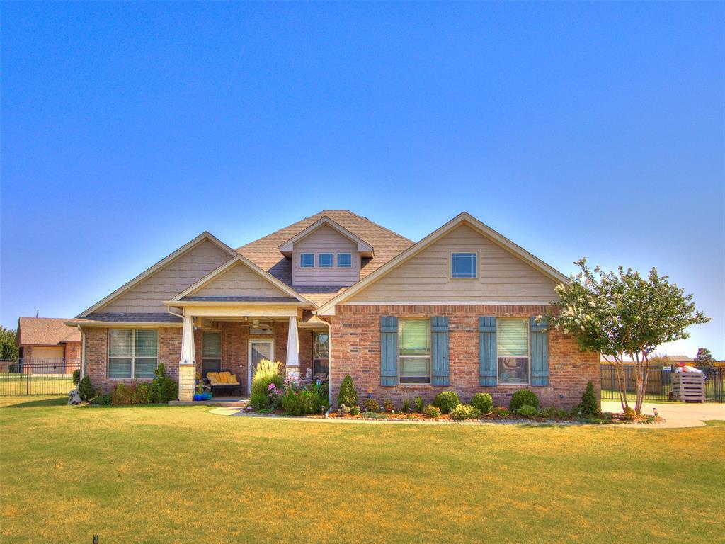 This well-designed home offers a functional split-bedroom floor plan with thoughtful spaces for everyday living and entertaining. Situated on a desirable corner lot, the home welcomes you with a covered front porch and beautifully landscaped garden beds.Inside, a large formal dining area flows seamlessly into the living room and kitchen, creating a separate but open main living space. The living room has large windows and a stone fireplace. A versatile fourth bedroom offers the flexibility to serve as a private office, playroom, or additional bedroom to suit your needs.The kitchen is designed for both function and entertaining, featuring a large island with bar seating, abundant counter and cabinet space, an eat-in dining area, and a large pantry. Just off the kitchen, you'll find a convenient powder bath for guests, an oversized mudroom, laundry room, and access to the garage. Two secondary bedrooms are located off one end of the home and share a convenient Jack-and-Jill bathroom. On the opposite side of the home, the primary suite offers a private retreat with vaulted ceilings and a decorative wooden beam, a well-appointed bathroom featuring a separate shower, large bathtub, and walk-in closet.Outside, you'll enjoy the covered back patio with an extended pergola, providing plenty of space and privacy for outdoor dining, relaxing, and entertaining. The generous backyard offers room to play, garden, or unwind, while in-ground sprinklers throughout the property and garden beds make landscaping maintenance a breeze.