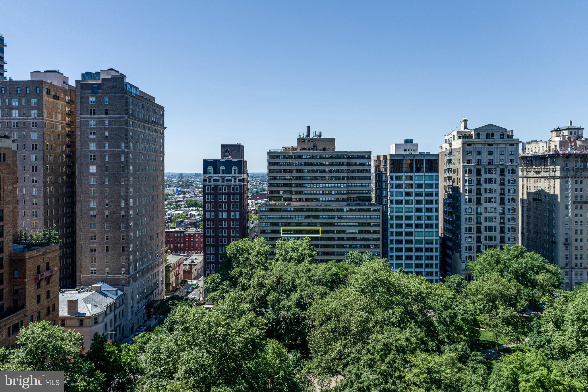 Wow! A combination of two units beautifully combined to create a 2 bedroom, 2 full bath home. Over 40 feet of Rittenhouse Square frontage! This home is a very rare find. An efficient and brilliant layout with views of the park from every angle. Positioned just above the tree tops which gives you an absolutely sensational vantage of both the park below and the skyline ahead.Fully renovated not so long ago with highlights that include an open kitchen, double row of built-in cabinetry to anchor both sides of the main living spaces, a spacious area for a 6 person dining table, In-unit laundry, a huge master suite with a luxurious shower, a secondary bedroom that can be used for both a bedroom or office or both and a tremendous amount of closet space throughout. This condo lives like a true home. Enjoy your breakfast, lunch and dinner with stunning 180 degree views of both the park and City skyline. The night vista is a special treat!Beautifully located at the quiet, south side of Rittenhouse Square, the Rittenhouse Savoy offers glorious park-side living in Philadelphia's most sought-after neighborhood. The handsome 1950s building welcomes visitors with a midcentury modern lobby, and residents enjoy 24-hour desk services, a spectacular sun deck with panoramic views and fitness center. Short walk to UPENN, Drexel University, Chop, Jefferson Hospital, 30th Street Station, central business district, Kimmel Center, Schuylkill River Park, high-end retail and Philadelphia's best bars, cafes, and restaurants. No Dogs.Multiple parking options on the Square for an additional monthly fee.Gas, electric, water, heat, AC plus basic cable INCLUDED in HOA fee listed!.