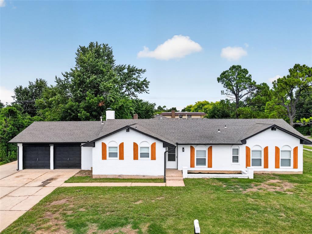 Welcome to this beautifully remodeled 4 Bed 2 Bath 2 Car Garage Brick Home offering 1,516 SF of modern living space positioned on a corner lot in SWOKC with Moore Schools!  Step inside to adore an open & completely updated Kitchen with amazing cabinetry, a pantry, and new appliances.  West of the kitchen is a dedicated Laundry Room.   Just beside / north of the Kitchen is a striking & spacious Living Room with impressive vaulted ceilings & a fireplace as the focal point.  The Primary En-suite is one of four bedrooms located on the east side of the home.  Both Full Bathrooms have been beautifully remodeled with matching quartz countertops and excellent finishes.   New in 2026 includes all interior and exterior paint; new luxury vinyl plank flooring and fun tile throughout with no carpet; new windows and white blinds; new light fixtures and remote-controlled ceiling fans; and a new privacy fence.  Parking is ideal with an extra-wide driveway plus additional parking area alongside the garage ~ So much new and so much to enjoy ~ Welcome Home!