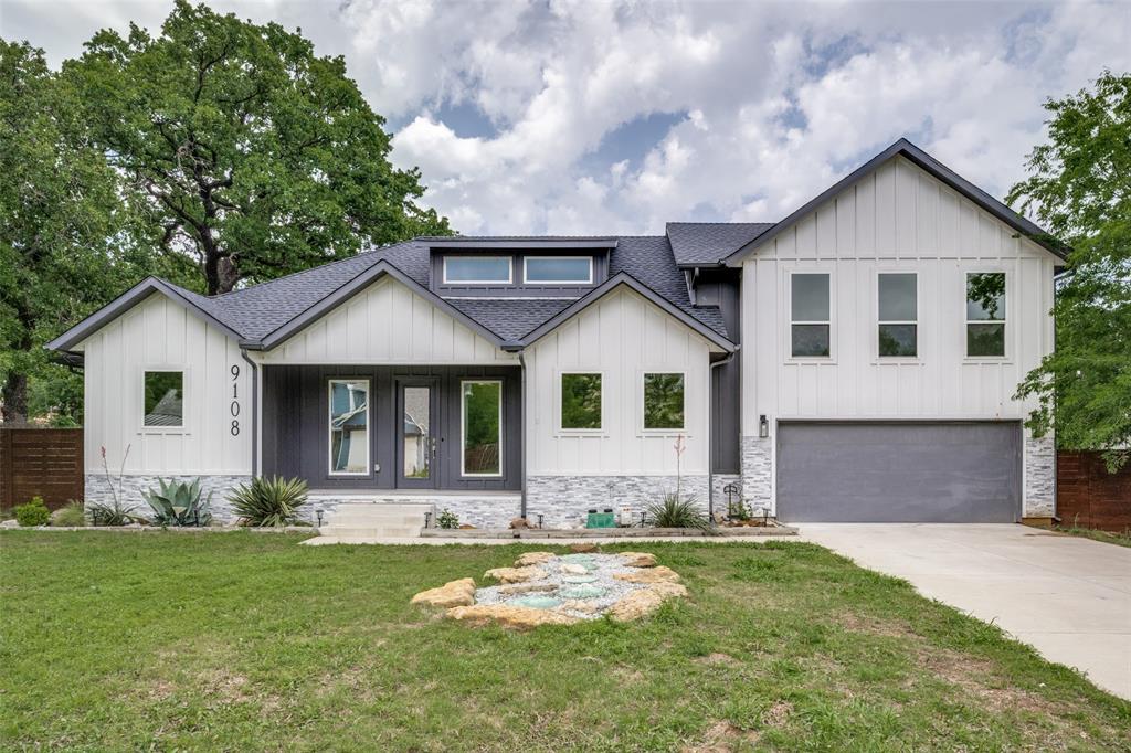 Modern Farmhouse Showstopper Within Walking Distance of Lake Grapevine! Built in 1969 but taken to studs in 2020!This stunningly remodeled Modern Farmhouse is talk of the neighborhood. Located just two blocks from the lake in highly desirable Flower Mound, this home turns heads with its curb appeal & charm. People slow down just to take a second look! Set in a quiet, tight-knit community that backs to Corps of Engineer land, enjoy direct access to scenic hiking & biking trails, plus a private neighborhood boat ramp for days on the lake. Inside, you’re welcomed by a spacious open floor plan with soaring 10-foot ceilings & wood flooring throughout the main level. The downstairs primary suite is a peaceful retreat, complete with a private patio shaded by a majestic oak tree & an ensuite straight out of a magazine. A precious office located across from the master makes remote work a breeze. A large bonus space off the kitchen that can be used as a formal dining room, game room, extra living room...wherever your imagination takes you. The open kitchen design boasts beautiful granite countertops, stainless steel appliances, stylish lighting, & a perfect layout for hanging out. Upstairs, a spacious loft connects two secondary bedrooms and a large bath—perfect for family or visitors. There's even a cute mud room cutout by the garage. Seller absolutely loved this home & neighbors - come see why. Recent upgrades:Fresh interior paint (2025)New roof & gutters (2025)Smart Vivint Home Security System with front & back camerasSmart thermostat + smart garage liftNew backyard fence & drought-resistant landscaping (2025)Energy-efficient & privacy window tinting on front windows & ensuite bath (2025)New epoxy-coated garage floor (2025)Septic system pumped (April 2025)All of this, in top-rated school district & minutes from the water. Perfect blend of style, smart upgrades, and unbeatable location.