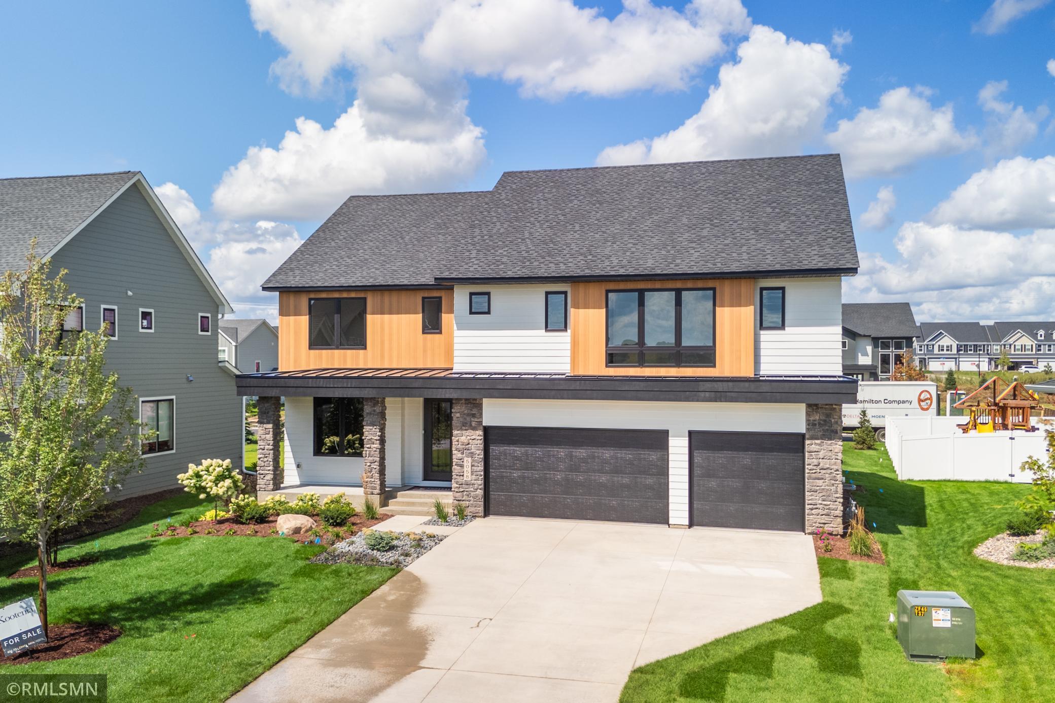 2025 Parade of homes model available to move-in October 3rd. Spectacular new plan featuring a two-story great room with huge windows 
The model is built on the end of a cul-de-sac for privacy and safety. Oversized homesite with a five-bedroom five-bathroom two story finished on all three levels. Huge three car garage, concrete driveway, full landscaped with underground sprinkler. James Hardie fiber cement siding coupled with Andersen Fibrex windows for long lasting exterior. 
Main level features a private home office, Family room with Gas fireplace and built-ins. Open floor plan with custom cabinetry, quartz counters, stainless steel appliances, cooktop, double ovens, microwave, dishwasher and refrigerator. Butler’s pantry between kitchen and formal dining. Huge mud room with more built-ins, bench and walk-in closet.