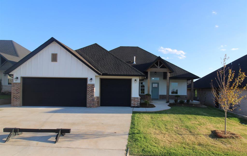 UP TO $15,500 IN COMBINED BUILDER & PREFERRED LENDER INCENTIVES AVAILABLE! Builder is offering $12,000 toward buyer closing costs, prepaids, and/or interest rate buydown, plus an additional $3,500 available through the preferred lender!Welcome to 9312 SW 38th St in Cedar Ridge at Morgan Creek, a new construction home by Vintage Custom Homes designed with the details that make a house feel special from the moment you walk in. Offering 1,909 sq. ft., 3 bedrooms, 2.5 bathrooms, a dedicated office, and a 3-car garage, this floor plan gives you the space and flexibility for everyday life without sacrificing style.The great room immediately draws your attention with a soaring cathedral ceiling accented by a cedar beam and a beautiful custom-built fireplace, creating a space you'll want to gather in. The kitchen opens naturally into the living area and features 10' ceilings, custom cabinetry, quartz/granite countertops, tiled backsplash, pantry, and an island with breakfast-bar seating.When it's time to unwind, the spacious primary suite feels like a retreat of its own with a 10' sloped ceiling, custom ceiling beams, and walk-in closet with built-in dresser. The primary bath features custom vanities, a soaker tub, tiled shower, and quartz/granite countertops.A dedicated office with barn door gives you a separate space for working from home, studying, or whatever life calls for. Outside, the covered patio continues the cathedral ceiling, while the oversized front porch creates an inviting entrance to the home.Additional features include oversized guest bathrooms, a guest walk-in closet, energy-efficient HVAC, thermal-break windows, pre-wired security system, landscaped and sodded yard, and a one-year builder warranty.Located in Cedar Ridge at Morgan Creek within the Mustang Public School District, this home brings together the spaces you need, the details you'll notice, and the craftsmanship you'll appreciate every day.
