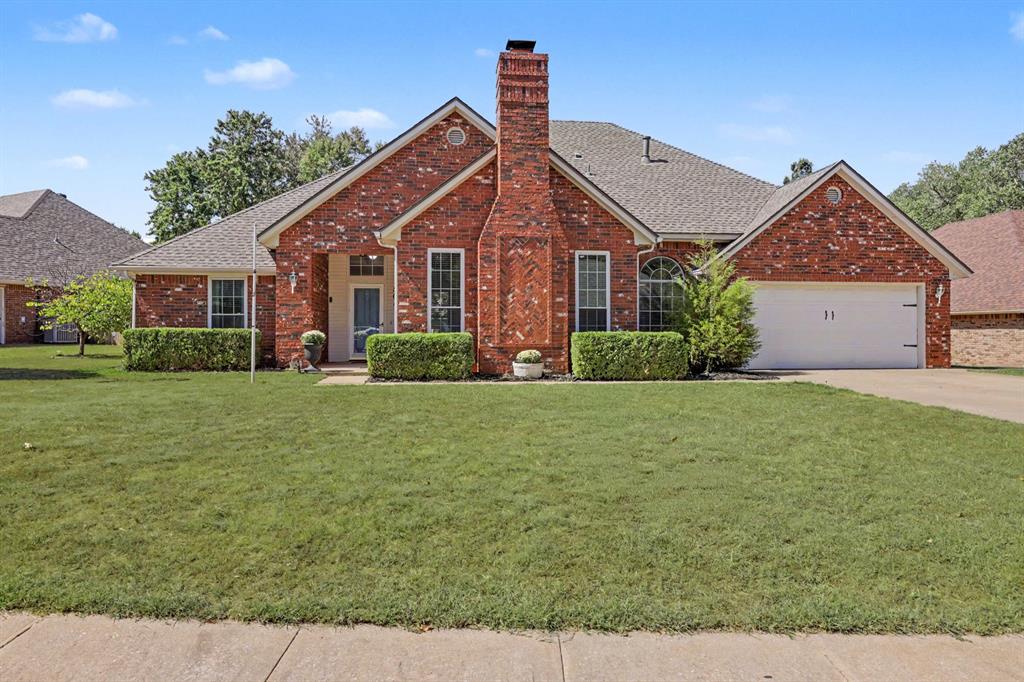 Welcome to this move-in-ready Edmond gem, filled with inviting spaces and thoughtful updates. The open living room features tall ceilings and a cozy fireplace, while a built-in bookcase creates an ideal study, play area, reading nook, or second dining room. The spacious formal dining room offers beautiful wood flooring and an open connection to the main living space. This owner used it for a game room and a pool table. In the kitchen, you’ll find granite countertops, stainless steel appliances, a center island, pantry, and abundant storage. The generous primary suite includes a large walk-in closet and an en suite bath with a soaking tub, separate shower, dual sinks, and new granite countertops. Two well-sized secondary bedrooms provide flexibility for guests or a home office. Modern transitional updates include select bathroom countertops (2026), updated lighting, paint, hardware, carpet (2022), appliances (2019), a newer water heater, and more. Outside, enjoy an oversized fenced backyard with a covered patio and storage sheds. Located near a neighborhood park, restaurants, shopping, and everyday conveniences, this home is ready to welcome its next owner.