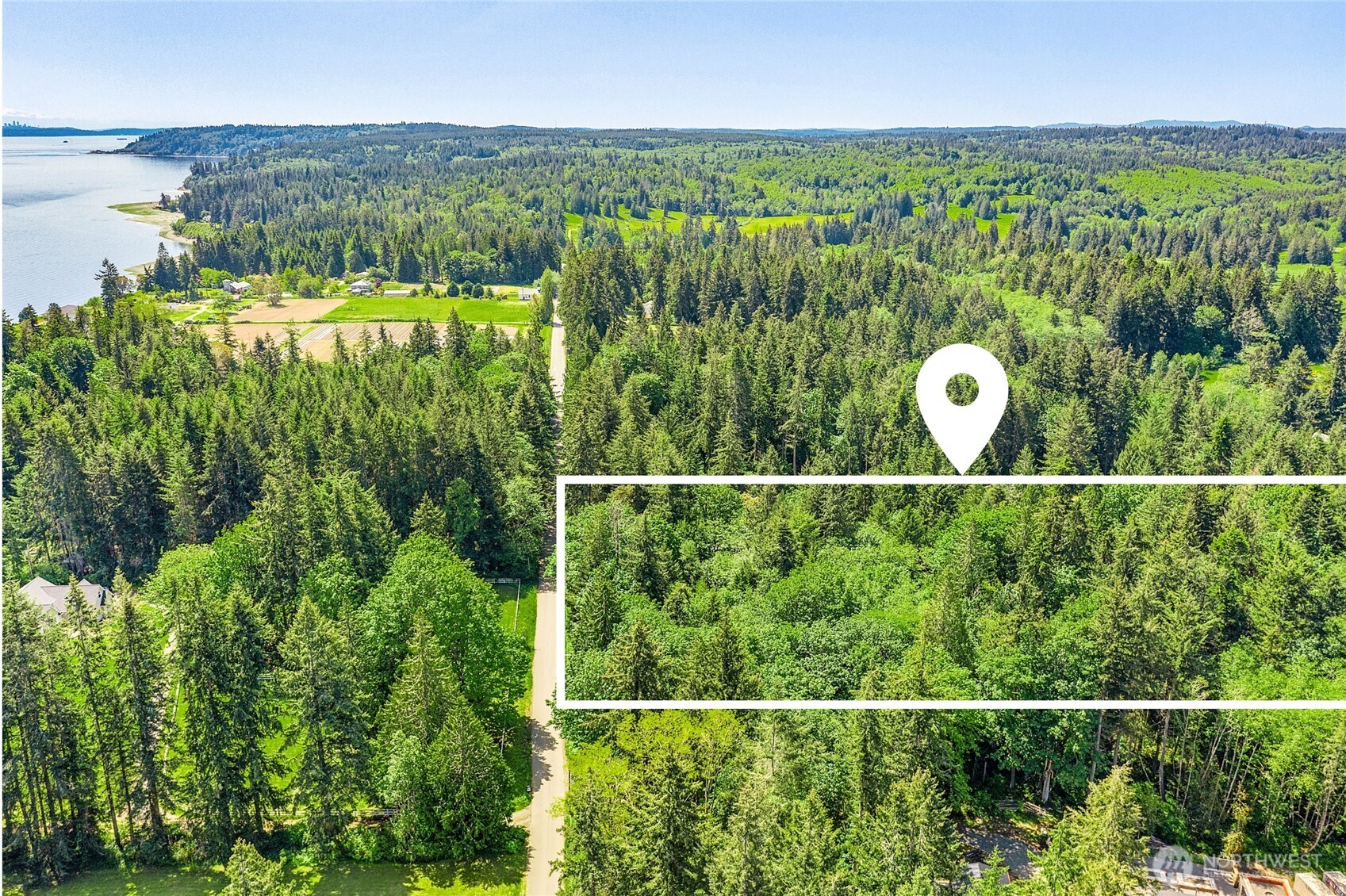 Discover the possibilities with this level 5-acre parcel in the serene Eglon area of Kingston. Nestled just off Pilot Point Rd NE and steps from Eglon Beach, this peaceful property offers a rare blend of seclusion and convenience. Surrounded by evergreens and natural beauty, it's the perfect spot for your dream home, mini farm, or weekend escape. Power is nearby, and the flat terrain makes development easier. Located just 15 minutes from Kingston Ferry, shopping, and dining, yet feels a world away. Enjoy beachcombing, crabbing, and stunning views of Puget Sound—all just down the road. Peaceful, private, and full of potential!