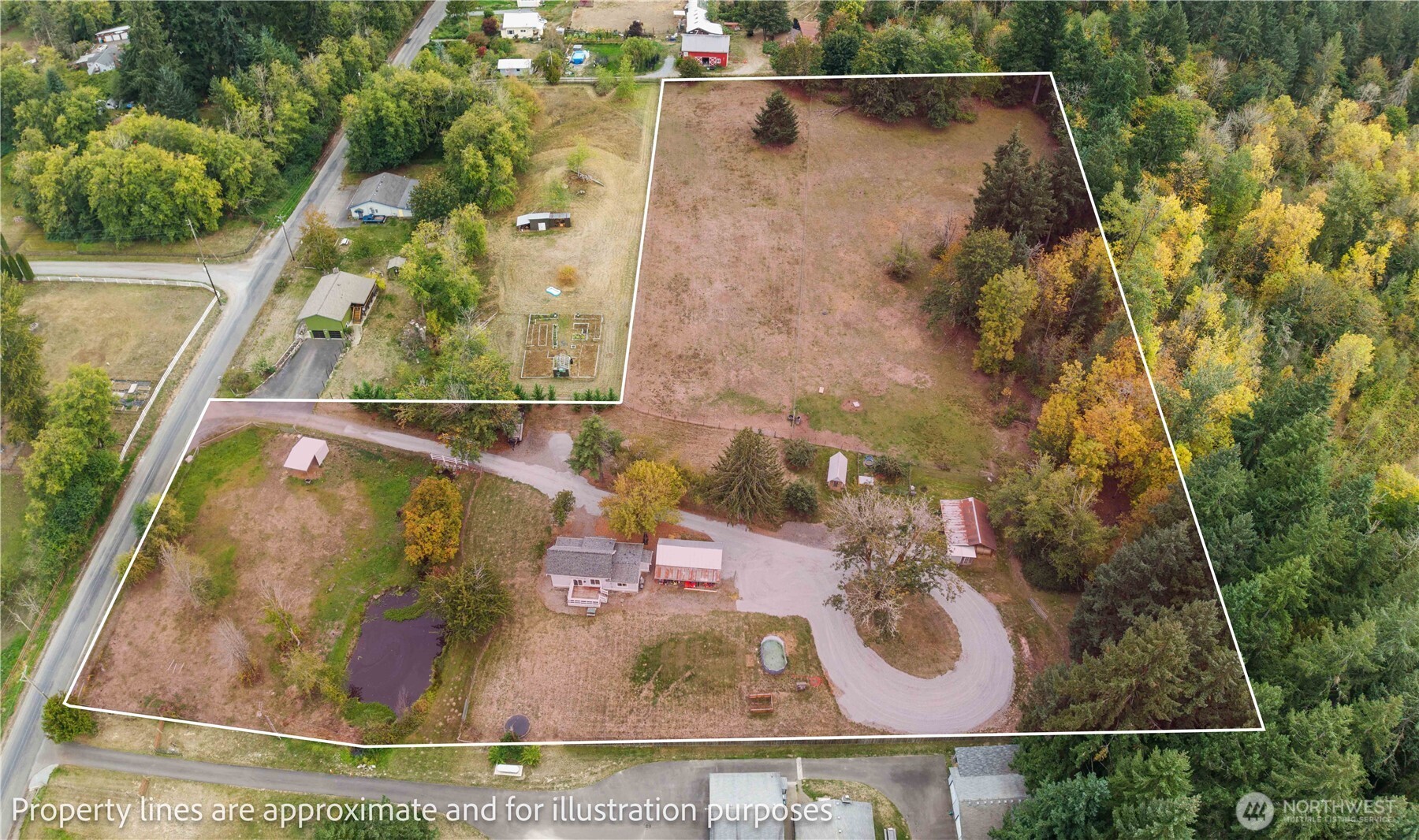 Your own private bridge over Muck Creek welcomes you to your porchlight sanctuary, nestled among the lush canopy. Set on 7.18 serene fenced acres, this storybook property unfolds with pastures (3), mature trees, a tranquil pond, and the gentle sound of the creek flowing through the land. Whether you envision horses in the pasture, gardens in bloom, or quiet mornings on the porch, this property invites you to slow down and stay awhile. The fully renovated (down to the studs in 2018 & a new well, as WELL) 3-bedroom, 1.75-bath, 1154 sqft home pairs modern comfort with timeless charm, featuring an updated kitchen, warm living spaces, the primary is on the main floor for multi gen living, wired for generator (generator stays) and thoughtful built-ins for work and everyday life. Outbuildings, covered hayloft, beautiful well house, all appliances included, detached garage (420 sqft), and open acreage create flexibility for animals, hobbies, and future expansion — including the potential for a second home. A rare Graham opportunity to own usable acreage, privacy, and natural beauty — all in one place. Please watch the beautiful video attached to the listing.