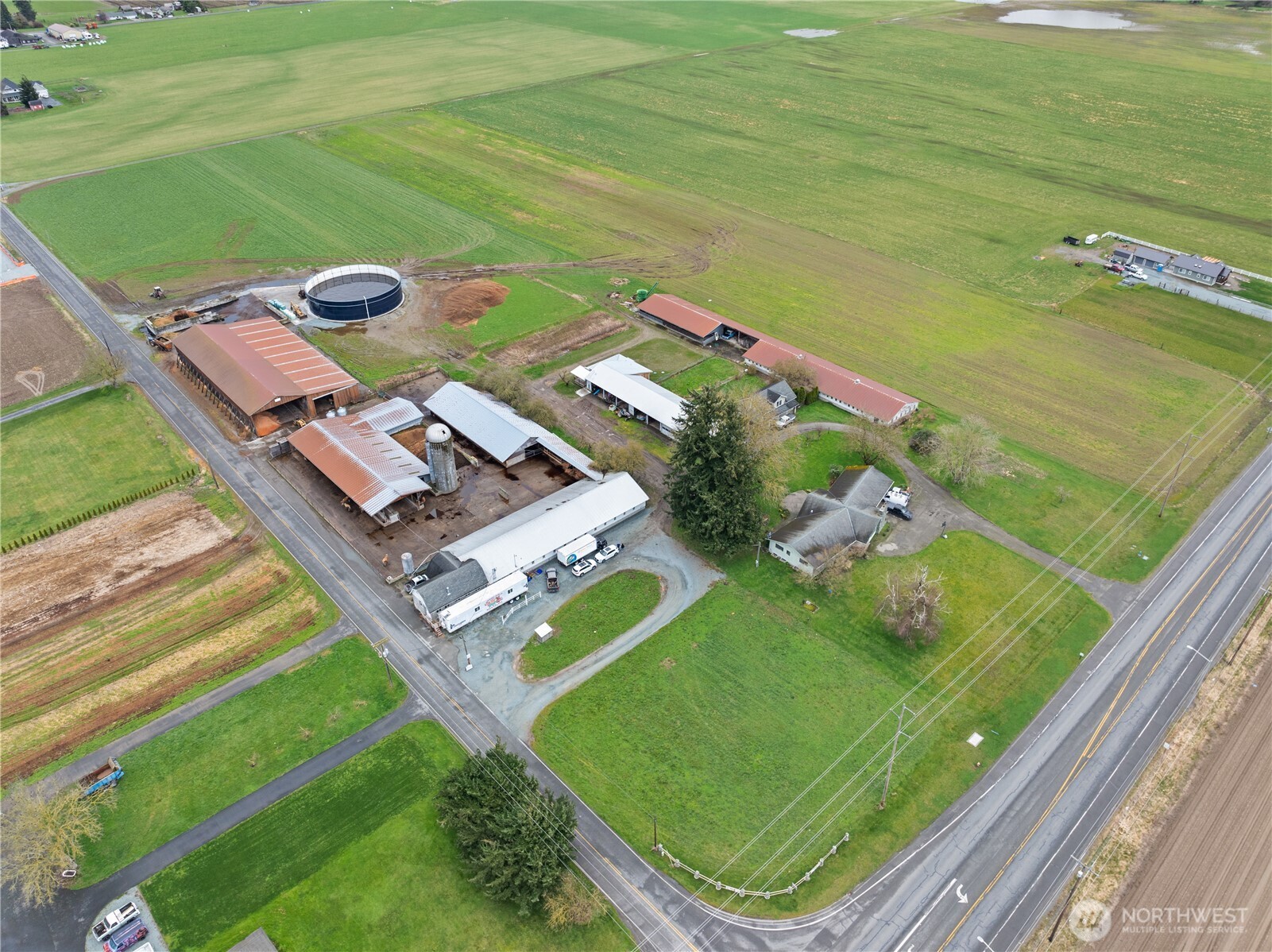 Small farm with big potential! 19+ acres of great farmland complete with two houses and an apartment!  Stall barns for cattle, storage for feed, other buildings for poultry or livestock!  All this on a major roadway between I-5 and Sedro-Woolley WA so there’s great potential to market to the public. Small farm, Hobby farmers or Homesteaders take a look at this one!