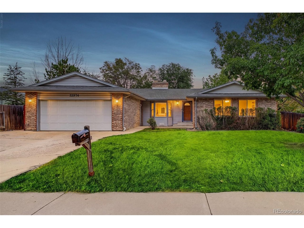 Renovated and move in ready, this four bedroom, two bathroom ranch in Thornton's East Glenn neighborhood offers a finished basement, an 8,000 square foot corner lot, and no HOA. The home has 2,532 finished square feet, including 1,676 on the main floor, with an attached two car garage and central air conditioning.The main floor includes separate living and family rooms divided by a two sided brick fireplace, with vaulted ceilings, bay windows, and wood look flooring in the main living spaces. The kitchen opens to the family room and adjoining dining area and features white shaker cabinets, granite counters, a subway tile backsplash, stainless steel appliances, and a peninsula with breakfast bar seating.The main floor primary suite has a private bathroom with a step in shower. Two additional bedrooms share a full hall bathroom with a tub and shower combination. The basement offers 856 finished square feet, with a fourth bedroom and a large recreation room with recessed lighting, providing a separate area for a media room, home office, exercise equipment, or hobbies.Patio doors open from the family room to a covered patio and fenced backyard with a fire pit, raised garden beds, and a storage shed. Mature trees surround the home. Nearby recreation options include Eastglen Park and Eastlake #3 Park and Nature Preserve. The Eastlake/124th Avenue station offers RTD N Line rail service to Denver Union Station. The home is near 128th Avenue and Colorado Boulevard, within the Adams 12 Five Star Schools district.Be sure to check out the 3D Virtual Tour and Video attached to this listing. *Yard photos have been digitally enhanced to show potential**Some interior photos have been virtually staged*