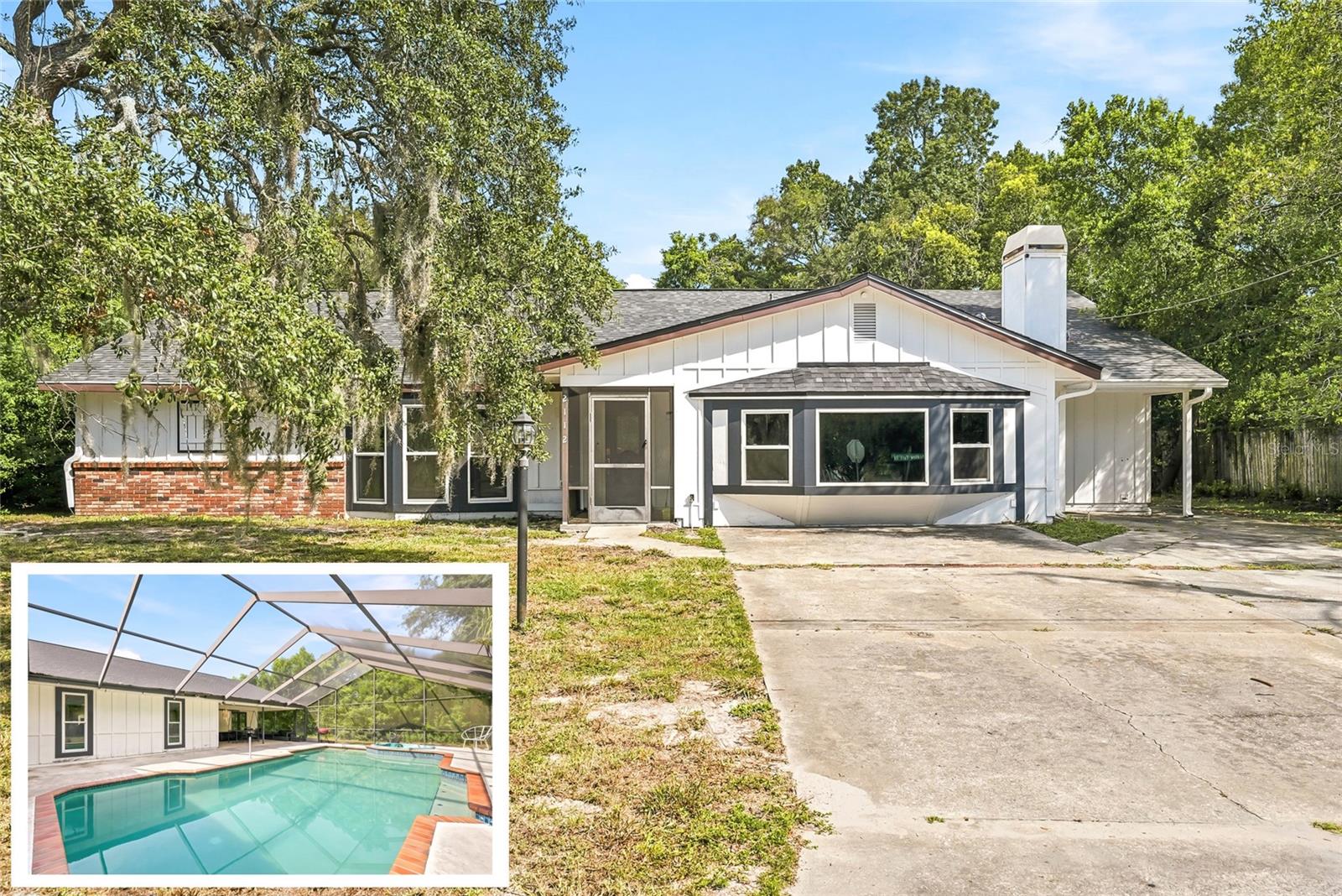 Short Sale. Spacious. Stylish. Open & Ideally Located. Come see this Spring Hill GEM!Welcome to this beautifully updated 5 bedroom, 2 bath pool home in a highly desirable Spring Hill location, offering an inviting open floor plan, generous living spaces, and an abundance of potential.At the heart of the home is the updated kitchen, featuring elegant quartz countertops, modern finishes, a convenient breakfast bar, and an adjacent eat-in kitchen area and dining room. The open design flows effortlessly into the expansive living room, creating an ideal setting for everyday living and entertaining. Vaulted ceilings enhance the sense of space and bring an airy, open feel throughout the main living areas.Luxury vinyl plank flooring extends throughout the home, creating a cohesive, contemporary look. A cozy fireplace adds warmth and character to the living area, while a versatile flex space offers endless possibilities for a home office, gym, playroom, media room, or additional living space. Generously sized closets provide exceptional storage, and the interior laundry/utility room adds everyday convenience. Both bathrooms have been updated with stylish finishes, complementing the interior updates. Step outside and discover your own Florida retreat featuring a covered lanai and your private pool.  You'll find an open outdoor shower as well. Major updates include a 2023 roof, 2021 windows, 2024 water heater, and dual A/C systems from 2013 and 2017 and an updated pool pump, all valuable improvements that provide peace of mind for years to come. Extra storage in the rear storage shed, and an extended driveway providing additional parking.With the spacious layout, desirable features, pool, and convenient proximity to restaurants, shopping, medical facilities, and hospitals, this home offers an exceptional opportunity in one of Spring Hill's highly sought-after areas.With just a few cosmetic touches, this home could be all of the things you've been looking for - space, comfort, location, and the opportunity to make it truly your own.