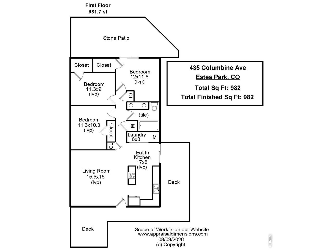Welcome to this inviting one-level home in Estes Park, now offered at an attractive new price of $470,000. Recently updated throughout with a durable metal roof, rich alder wood doors and trim, stylish LVP flooring in every room, and beautifully tiled bathrooms featuring heated floors for year-round comfort, this well-maintained residence also includes new kitchen appliances installed in 2022. The fenced yard is a true outdoor oasis with three distinct living spaces, including a huge wrap-around deck perfect for entertaining and two paved patios ideal for quiet mornings or evening gatherings, complemented by a colorful perennial floral garden, mature shade trees, and a huge storage shed. A spacious four-car double-wide driveway provides ample room for RVs, campers, or boat trailers, and with no HOA restrictions you enjoy complete freedom. Enjoy stunning views of the Lumpy Range mountains while living just three minutes from Estes Lake, the recreation center, and local grocery stores, within walking distance of UC Health Estes Park Hospital, and only a quick five-minute drive to the heart of downtown Estes Park. This move-in-ready home combines modern updates, outdoor living, and unmatched convenience in one of Colorado's most desirable mountain communities-don't miss this opportunity to make it yours.