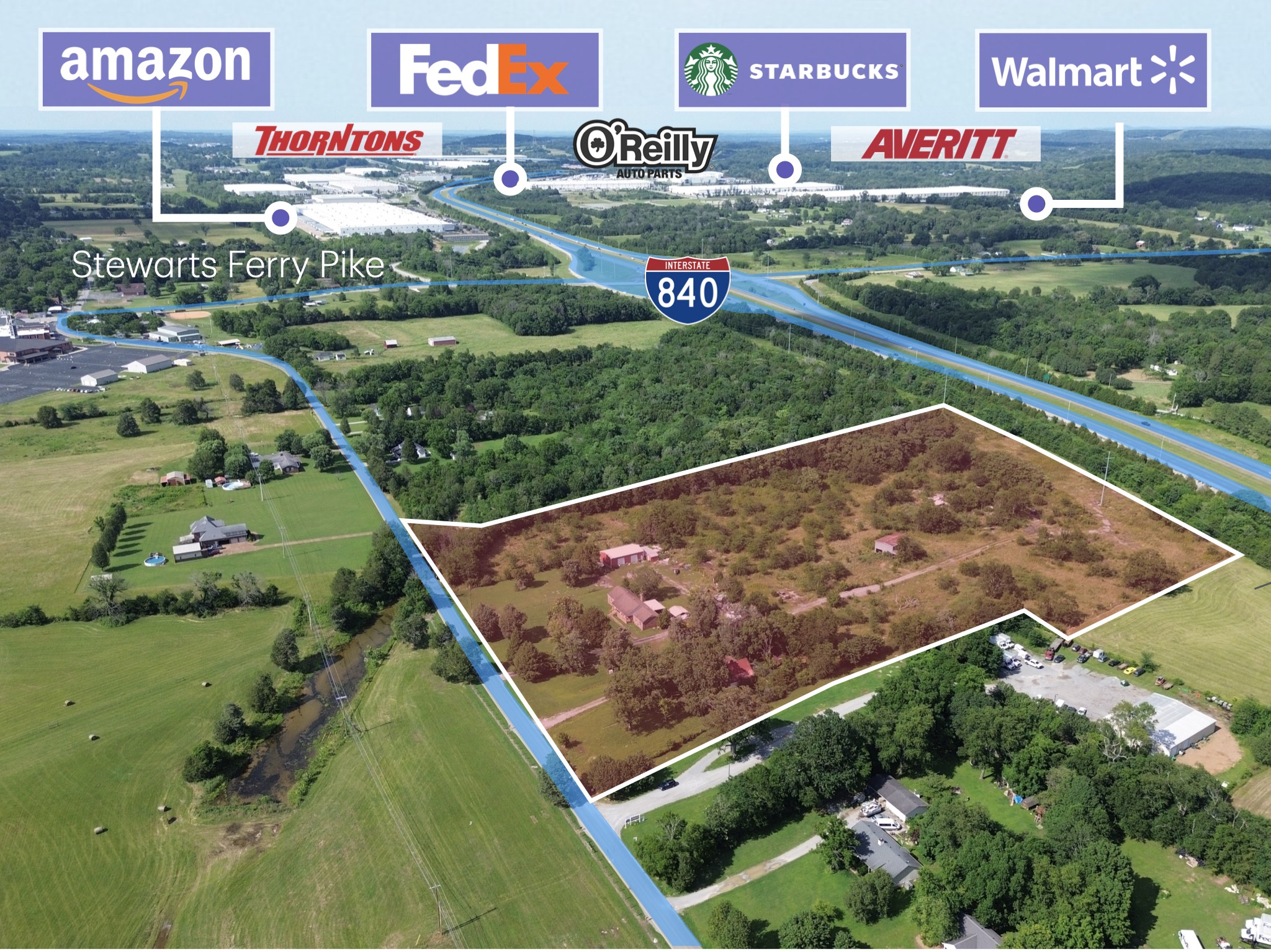 COMMERCIAL CORRIDOR IN PRIME POSITION surrounded by major regional anchors including Amazon, FedEx, Walmart Distribution, and Starbucks — positioned in the direct path of industrial and flex expansion just off the I-840 and Stewarts Ferry Pike interchange. ±14 acres ( selling 3 parcels as 1)   featuring approximately 690 feet of frontage on McCrary Road and ±530 feet of visibility along I-840 deliver rare dual-frontage access, exposure, and long-term commercial leverage in one of Wilson County’s fastest-growing corridors. The property is income-producing today, with two leased residences generating a combined $2,800 per month and a 30x50 insulated shop with electric already in place. An owner-operator can immediately establish a headquarters, equipment yard, fleet base, or storage operation while maintaining rental income that offsets holding costs. The existing shop supports operational flexibility from day one and can function as workspace, inventory storage, or additional revenue-producing space. The tract includes two approved soil areas capable of supporting development. Adjacent property is commercially zoned and successfully operating on septic systems, reinforcing a logical transition of this parcel into low-intensity commercial use aligned with the surrounding corridor. A strategic rezoning to C-1 or conditional light commercial would allow flex warehouse, contractor yard, equipment laydown, commercial storage, RV/boat storage, or small office use — responsible intensity consistent with current infrastructure until municipal sewer becomes available. For a 1031 exchange buyer, this asset offers immediate income, operational usability, and entitlement upside within a proven growth corridor. The level topography and acreage depth support phased expansion, potential subdivision, or long-term repositioning as infrastructure evolves and land values accelerate. Proof of funds required prior to showing by appointment only. Owner financing with 30% down.