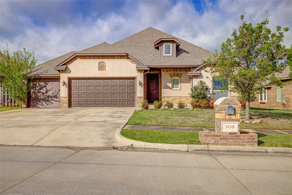 Make your home in one of Normans scenic neighborhoods.  Enjoy green belts with ponds, walking and biking trails and play grounds.  This home has 3 oversized bedrooms and 2 spacious bathrooms.  The primary bedroom is private away from the other bedrooms.  A large living and open kitchen make it great for entertaining.   In the evening enjoy your covered patio and outdoor fireplace as you enjoy your view of one of the many neighborhood ponds.  Large 3 car garage with storm shelter and sprinkler system.  Summit Lakes is walkable to a public library and close to OU campus and Lake Thunderbird.  Kitchen equipped with Stainless appliances including Frig.