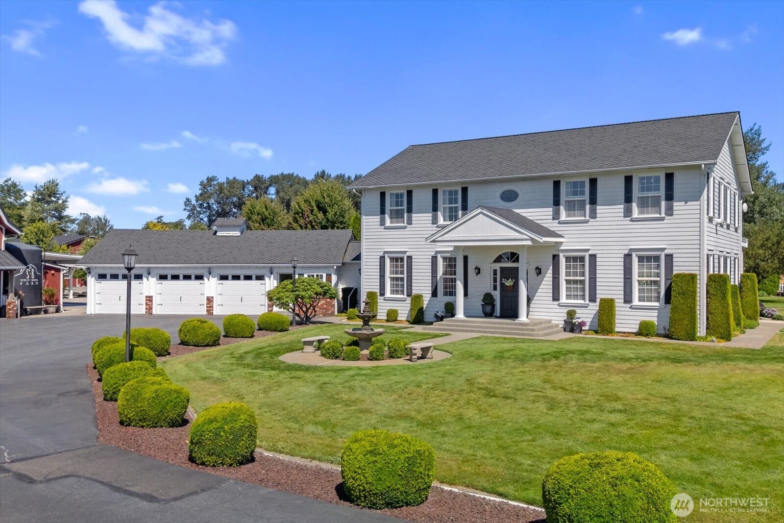 Welcome to Stilly Brook Farm, a breathtaking 30-acre estate in Arlington, WA. Blending historic charm, modern amenities, and a thriving wedding venue business. Anchored by a 3,266 sqft Colonial home built in 1993 and a meticulously restored 7,400 sq. ft. wedding barn from 1920, this property offers endless opportunities for luxurious living, agricultural pursuits, and substantial income generation. Do not miss the gorgeous greenhouse, rows of blueberry bushes, immaculate flower beds, 7 acre lake, and historic windmill. Add in a 1200 sq.ft apartment above a 1200 sq.ft shop, 23 acres of agricultural land, a 24-year-established wedding business, and unique recreational opportunities incl. duck blinds and fishing holes. SBF has it all.