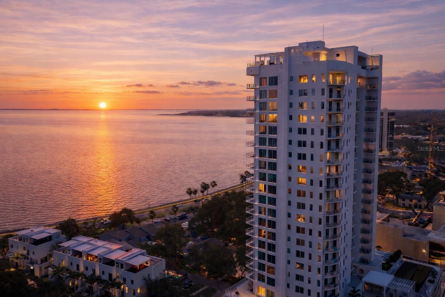 One or more photo(s) has been virtually staged. THE DEAL you have been waiting for!! Less than 2 years new, CORNER UNIT, Bayshore water views and park-like views, 4 bedrooms, KEYED ELEVATOR ACCESS to your PRIVATE FOYER... the list goes on and on. Located in Tampa's only condo building with a ROOF TOP POOL! Only blue skies and sunshine while enjoying the pool. 4 beds. 3.5 baths, & nearly 2,900 square feet of thoughtfully designed space. Enjoy breathtaking waterfront sunrises and sunset vistas from two expansive terraces! Step out of the fob-secured elevator to your private foyer and into a light-filled interior featuring soaring 10-foot ceilings and floor-to-ceiling glass windows with sweeping views of the bay and downtown Tampa. The spacious great room flows directly onto the oversized terrace, framed with glass railings and tiled flooring for a sleek, modern aesthetic. Seller enhancements include designer light fixtures, Minka Aire fans, and custom blinds throughout. The chef-inspired kitchen showcases Calacatta Gold Suede Quartz countertops and backsplash, under-cabinet lighting, and a large island ideal for both cooking and entertaining. It’s equipped with a premium Thermador appliance suite—including a 5-burner gas cooktop with hood, Wi-Fi-enabled wall ovens, concealed-control dishwasher, and a 92-bottle wine fridge. The European-style cabinetry features full-overlay doors, 42” uppers, soft-close drawers, and high-end pulls and handles. A Franke stainless steel undermount sink paired with a Grohe pull-out spray faucet complete the space. The owner’s suite is a peaceful retreat with stunning water views and remote-controlled Hunter Douglas shades for instant privacy. The spa-like bathroom features dual quartz vanities, a luxurious soaking tub, a frameless glass walk-in shower, and Grohe fixtures throughout. The custom-designed walk-in closet enhances both style and functionality. Bedroom #4 offers an ensuite bath & walk in closet w/ west facing terrace access. Large indoor laundry room with Electrolux washer and dryer are included. Additional premium features include: *Energy-efficient, impact-resistant sliding glass doors and insulated windows *Solid-core 8’ interior doors and 8’6” sliding-glass doors *Contemporary lever-style door hardware *7” clean-lined baseboards *Smooth wall finishes with designer paint *Two reserved garage parking spaces with EV charging *Private storage unit and bike storage *Access to two guest suites. No flood insurance required. Location of this unit is so convenient for daily living with quick and easy stair access to your parking spots and all 4th floor amenities like the gym and dog park. Altura’s amenities are truly best-in-class—anchored by Tampa’s only rooftop infinity-edge pool, complete with lap lane, sun shelf and private cabanas. Host guests in the rooftop club lounge featuring a fireplace, bar, and media area. The fourth floor offers a panoramic fitness center, pickleball court, bocce, putting green, fire pits, bbq grills, social sitting areas, large bar area, and a shaded dog park. Stay active and enjoy Bayshore Blvd, known as the longest continuous sidewalk in the US and join others as they walk, jog, and roller blade. Or, host the ultimate Gasparilla party with a birds eye view of the invasion and parade. Located in the prestigious Plant High district and walking distance to the Academy of Holy Names. Near Hyde Park Village, Downtown, the Benchmark Arena and Tampa International Airport. You can't beat this premium location! Set appt today!