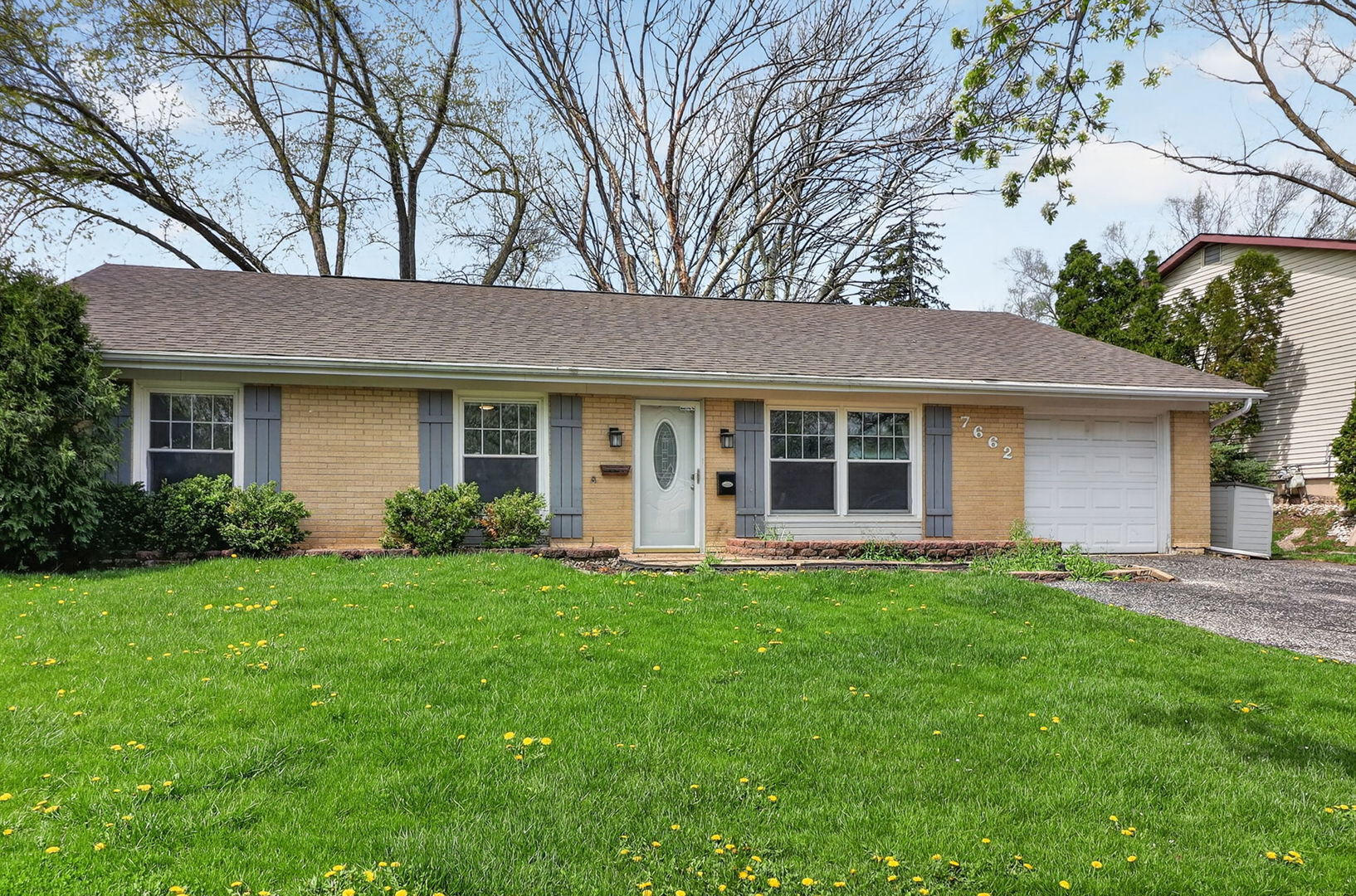Attractive, updated and ready-to-go ranch in rare location! 4 bed, 2 full bath. All of the modern touches and cozy feels allow you to enjoy this perfect layout- bright and airy- stainless steel appliances and granite countertops in kitchen. Fantastic master featuring en-suite. District 54 and 211 schools. Home backs to Anne Fox Elementary School. Private walk located just south off of the lot that leads directly to Fox Park. Fox park features open fields, a children's playground, a baseball field, and paved play area. Property being sold AS-IS