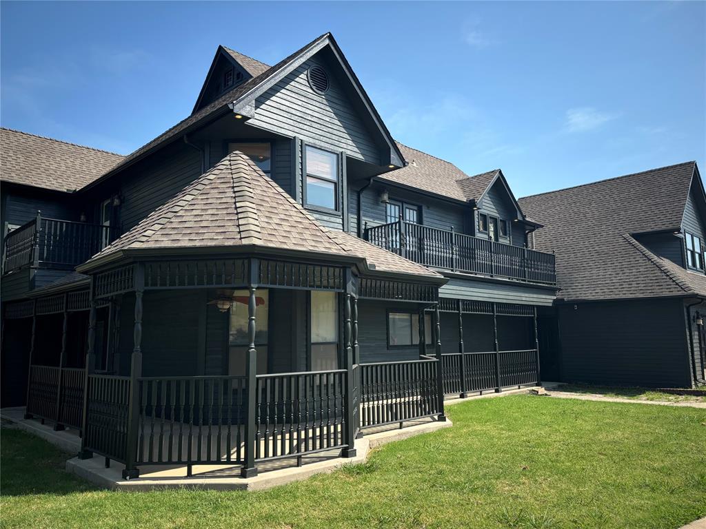 Modern Victorian remodeled inside and out in Moore! Home sits on 1/2 acre mol, and features 4 beds, 5 baths,  and 3 car detached garage. Two primary suites, Great room features 20' ceilings and a large fireplace with old stained glass windows. Chandelier are from overseas.  The main 3 car garage has been converted to a large game room/flex space with new clear view doors(currently fixed close).  New exterior siding and paint, new concrete drive leading to the garage, in ground storm cellar, newer cedar fence and gates with metal poles, pool with large patio and newer patio cover.  The interior remodel has been started and just needs your finishing touches.
