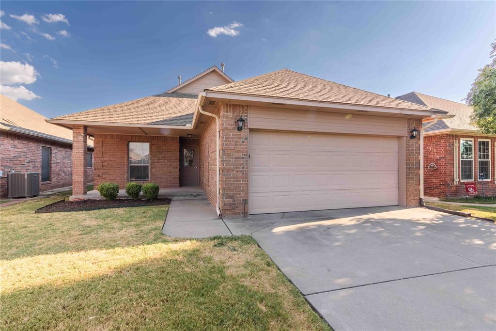 Welcome to the sought-after gated community of Crystal Gardens at Greenbriar in Moore ISD!  This charming one-story patio home is move-in ready and available for immediate occupancy.  Featuring 3 bedrooms, 2 full bathrooms, and a 2-car garage, this home offers a fresh, updated feel throughout. Recent improvements include fresh interior paint, new luxury vinyl plank flooring in the living room and hallway, and new carpet in all bedrooms.  The spacious living room features a gas fireplace and opens seamlessly to the dining area and kitchen, creating a comfortable layout for everyday living and entertaining. The primary suite offers a relaxing retreat with dual sinks, a jetted tub, separate shower, and walk-in closet.  Additional features include a wired security system, sprinkler system, and neutral finishes throughout.  Don't miss the opportunity to make this well-maintained patio home your own!  Per the HOA, OWNER-OCCUPIED BUYERS ONLY (rental restrictions in place) and no pit bull or pit bull mix dogs.