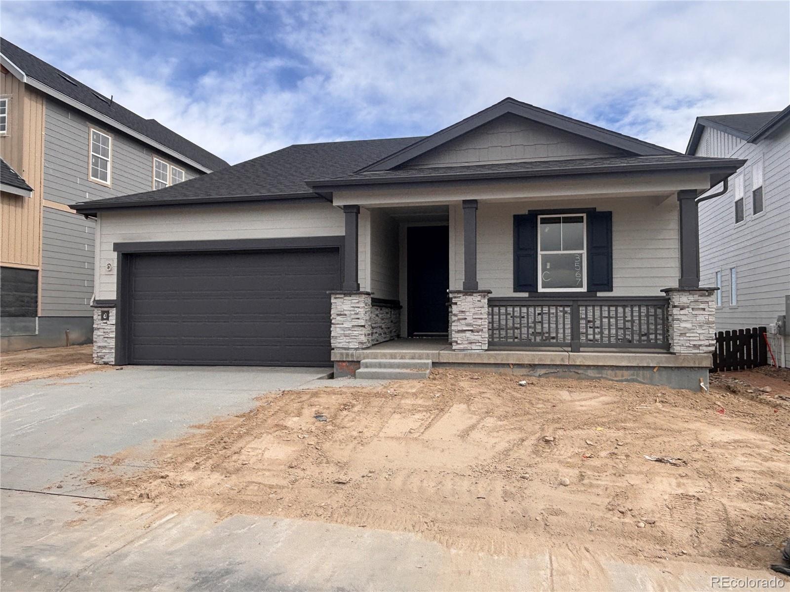 What's Special: Cul-de-Sac Lot | No Rear Neighbors | South Facing Lot | Covered Patio | Large Kitchen Island | Single Level Living.  New Construction - May Completion!  Built by America's Most Trusted Homebuilder.  Welcome to the Boulder at 3567 Recess Lane in Macanta! This sprawling single-story floor plan is designed with comfort and everyday luxury in mind. Just off the foyer, you will find two private secondary bedrooms that share a full bathroom, offering space and privacy for guests or household members. Continue down the hall to a spacious study, ideal for working from home or a quiet retreat. The kitchen features extensive cabinetry, a large eat-in island, and a walk-in pantry, all overlooking the open-concept dining area and great room with a fireplace, perfect for staying connected during gatherings. Tucked just off the great room, the expansive primary suite provides a relaxing space to unwind at the end of the day. A full unfinished basement offers additional storage, a home gym option, or a flexible space to suit your lifestyle. Castle Rock offers a friendly, vibrant lifestyle with events, concerts, and a charming downtown of cafes, shops, and restaurants. Macanta features 1,000+ acres of open space, trails, and The Spoke amenity center with a fitness room, pools, cabanas, and co-working spaces. Just 2 miles from I-25 and close to E-470, the DTC, and downtown Denver. Additional Highlights Include: gourmet kitchen with built in appliances, fireplace, covered outdoor living, study with double French doors, rough-in plumbing at basement, utility sink rough-in plumbing, raised vanity at secondary bath, unfinished basement with 9' ceilings. Interior photos are for representative purposes only. MLS#9153844