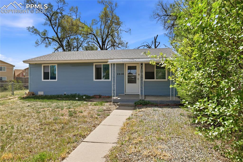 **Short-sale opportunity** Welcome to this charming detached single-family home in beautiful Colorado Springs. This cozy 936 sq. ft. property combines functionality and charm, offering 3 bedrooms and 1 bathroom. The home’s northern exposure allows for ample natural light throughout the day, complemented by energy-efficient dual-pane windows.Step inside to find carpet and vinyl flooring, recessed lighting, and a thoughtfully designed layout. The kitchen is a standout feature with modern granite countertops, an island for casual dining or meal prep, and a suite of appliances, including a dishwasher, refrigerator, and electric stove/oven. The kitchen’s windowed design adds brightness and a welcoming atmosphere for cooking and entertaining. Adjacent to the kitchen, the formal dining room provides the perfect space for gatherings or intimate meals.The windowed bathroom offers natural light, adding to the home’s inviting ambiance. A separate laundry space with an in-unit washer and dryer brings added convenience to daily life.Outside, enjoy your large private yard featuring a patio and porch, ideal for outdoor relaxation, entertaining, or gardening. The crawl space basement offers additional storage options, while the efficient forced-air heating system ensures comfort year-round.This delightful home is move-in ready and waiting for its new owner to enjoy all that Colorado Springs living has to offer. Don’t miss the opportunity!