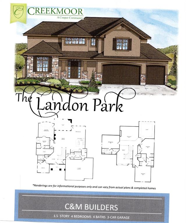 Traditional meets contemporary in this C&M Builders very popular Landon Park plan. Now available in Creekmoor on the lake.  The spacious cul du sac home boasting 3500 sf of finished living. Upon entrance into foyer, your views seamlessly transition into a warm and inviting living area. Floor-to-ceiling windows illuminate the space and offer panoramic views of Lake Creekmoor and the surrounding landscape. An open concept design, the kitchen is a focal point boasting stainless appliances, ample counter space and a large island perfect for gathering. Main floor primary suite is a luxurious retreat that offers access to your outdoor patio w/fireplace. Primary bath features large soaking tub, oversized sep glass-enclosed shower and dual vanities. Upstairs offers 3 spacious bedrooms, 2 full baths, a cozy loft and additional laundry. Each room offering spectacular views!   Lots of nice upgrades in this home include black windows, lots of hardwoods, distinctive lighting, tiles, quartz counter tops and cabinetry.  Creekmoor amenities include use of clubhouse with restaurant and bar, Lake Creekmoor, 18-hole championship golf course, 2 pools, exercise facility, tennis/picklelball courts and walking paths.  Price of home is subject to change due to final cost.