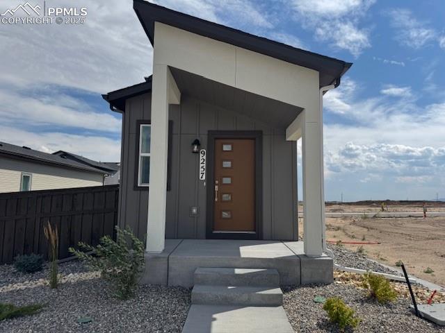 Ready now! 271 plan in the new Preamble Collection at Greenways. Contemporary farmhouse exterior. Covered front porch. 1 bedroom, 1 bathroom, storage loft, 2 car garage. Kitchen features flat panel cabinets in a basalt finish, elegant Carrara Delphi Quartz countertops, pantry cabinet, and stainless steel appliances including a refrigerator. Stackable washer and dryer conveniently located off of the bedroom. Home includes a 140 square foot storage loft that can be used for additional sleeping space, home office or social space. This storage loft looks down onto the kitchen and living room. The high ceilings to accommodate the loft gives the home an open, airy feeling on the main level while providing valuable space for the home. This additional loft square footage is on top of the 456 square feet of living space. Full yard landscaping with irrigation included. Blinds in bedroom and bath. Home comes equipped with a heat pump for heating and cooling and a radon mitigation system.
