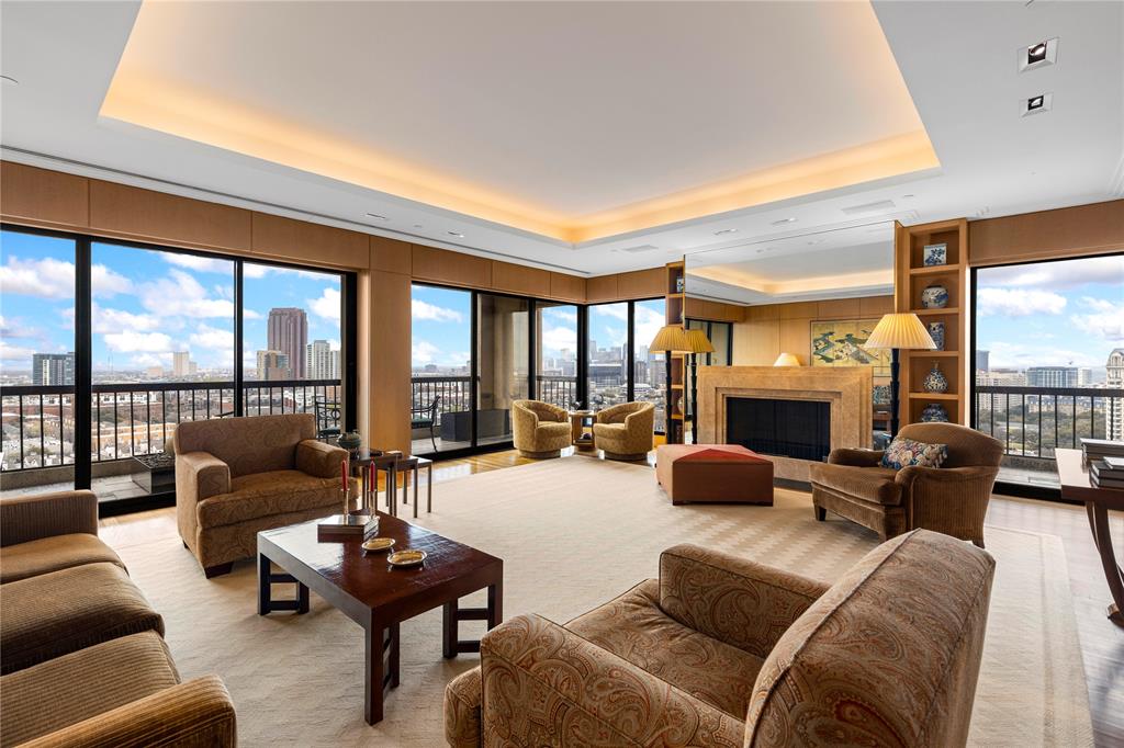 Commanding magnificent views of the downtown skyline, this exceptional penthouse is gracefully positioned in the heart of Turtle Creek. Encompassing over 4,000 square feet, the residence offers three well-proportioned terraces—providing a rare opportunity for refined indoor-outdoor living, ideal for relaxed gatherings and quiet enjoyment of the surrounding vistas.Thoughtfully reimagined by renowned Dallas architect Bill Booziotis of Booziotis & Company, the home reflects a meticulous level of craftsmanship and design. The kitchen is appointed with granite countertops and a Sub-Zero refrigerator, while rich African hardwood paneling, hardwood floors, and marble accents lend a timeless sense of elegance and warmth throughout.A custom Lutron lighting system, designed by Craig Roberts, and a fully integrated Savant audio-visual system further enhance the residence, offering modern convenience within a classically refined setting.Offering three bedrooms and three-and-a-half baths, this home is one of only six penthouses in the building—an exclusive offering with unobstructed views of Turtle Creek and the downtown Dallas skyline from a truly distinguished vantage point.Residents of The Warrington enjoy an elevated standard of living with 24-hour valet and concierge service, a resort-style heated pool with outdoor grilling pavilion, a well-appointed fitness center, and a gracious entertaining room with catering kitchen. Additional amenities include pickleball and tennis courts, along with immediate access to the Katy Trail for walking, running, and cycling.A rare offering defined by timeless design, exceptional views, and a premier Turtle Creek address.