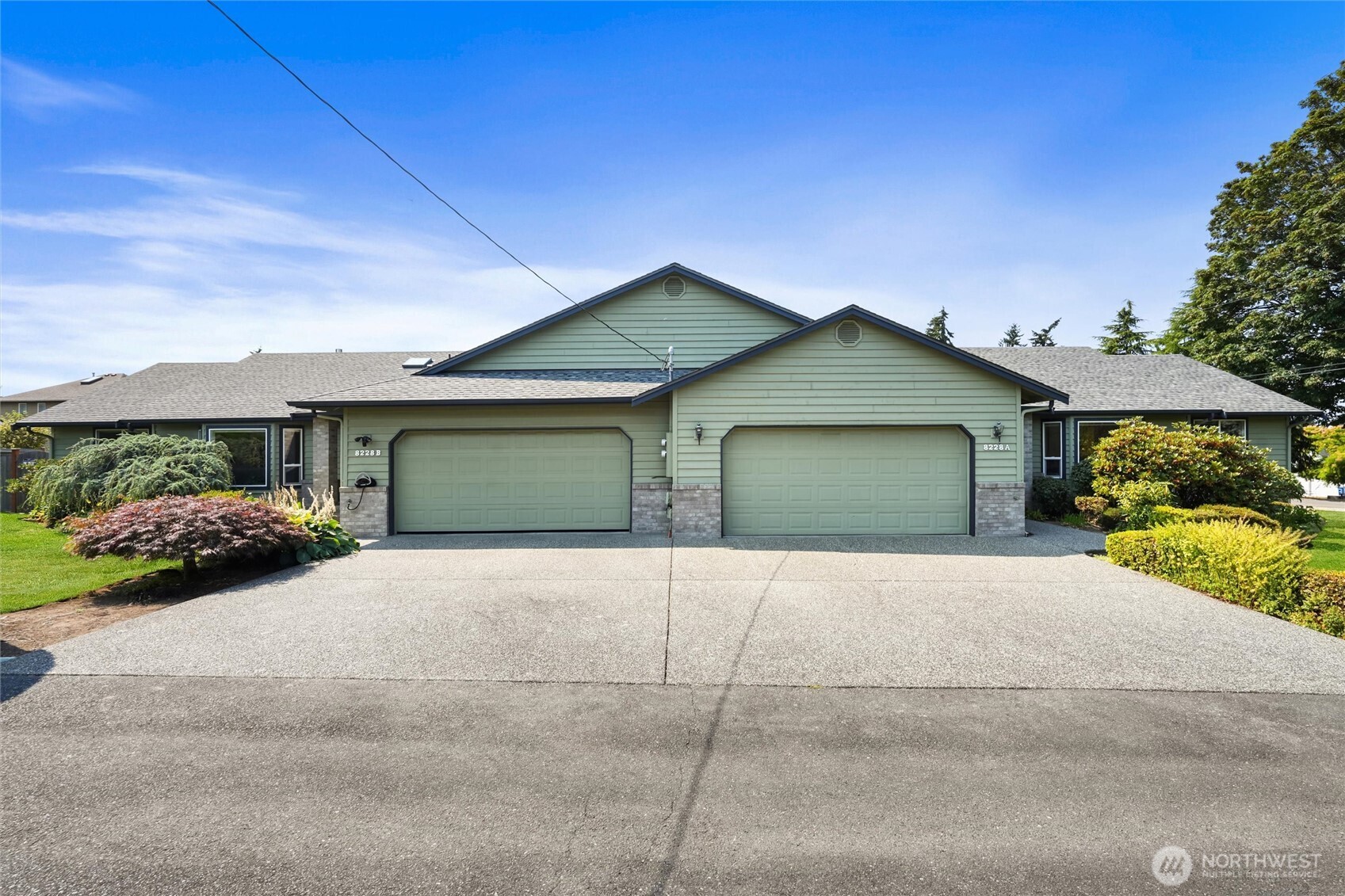 Rare opportunity in Edmonds! This hard-to-find (pre-inspected) turnkey single-level rambler duplex offers over 3,000 sq ft of total living space, with approximately 1,530 sq ft per side, all situated on a spacious half-acre lot. Each generously sized unit features 2 bedrooms, 2 bathrooms, its own 2-car garage, private backyard, and plenty of room to enjoy. One side has been refreshed with all-new flooring and fresh interior paint, making it move-in ready. Tucked away on a paved dead-end road, the property offers a peaceful setting with mature fruit trees and exceptional privacy while still enjoying all that the desirable enclave of Esperance area of Edmonds has to offer. Whether you’re looking to add a unique property to your investment portfolio, live in one side while generating income from the other, or create the ideal multigenerational living arrangement, the possibilities here are outstanding. Properties offering this combination of single-level living, space, privacy, garages, and versatility are rarely available in Edmonds!