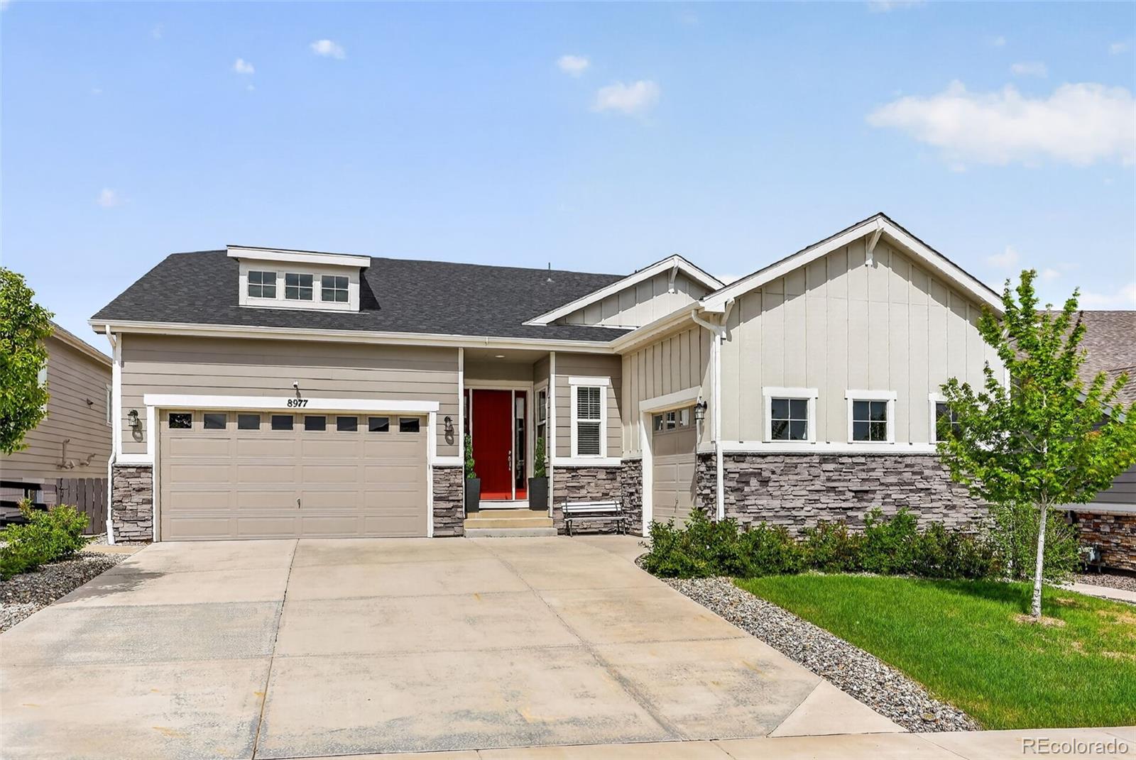 You MUST see this beautifully upgraded ranch-style home in the highly desired Inspiration community! Move-in ready and designed with elevated style, this home offers 4 bedrooms, 3 bathrooms, a finished walk-out basement, and a 3-car garage.Step inside to an open, light-filled layout with 10-foot ceilings, custom lighting, and high-end finishes that create a warm, polished feel throughout. The gourmet eat-in kitchen is the heart of the home, featuring a massive quartz island, extended countertops and cabinetry, a herringbone backsplash with custom lighting, and a spacious pantry — perfect for cooking, gathering, and entertaining.The inviting living room blends comfort and style with a cozy fireplace, floating shelves, and an upgraded terrace sliding door that fills the space with natural light and fresh Colorado breezes. The primary suite is a true retreat with bay windows, a spa-like 5-piece bath, dual vanities, an extended dual-head shower, and a stunning custom closet with built-in shelving. A second bedroom, full bath, large laundry room, office with built-ins, and mudroom complete the main level.The finished walk-out basement is made for entertaining, with a sprawling family room ideal for movie nights, games, or play space. A private third bedroom with a stylish full bath is tucked away for guests, while the large non-conforming 4th bedroom offers the ultimate flex space for a gym, media room, playroom, or hobby area.Enjoy peaceful mornings, summer BBQs, and quiet Colorado evenings on the backyard patio. Additional upgrades include exterior JellyFish lighting and fiber wiring for ultra-fast internet. All of this in a vibrant pool community near Southlands Mall, restaurants, shopping, parks, and trails — and less than 25 minutes to DIA, making travel and commuting a breeze.Approx. character count: 1,865