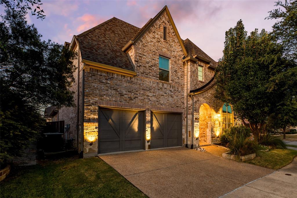 Exceptional turn-key 4 bedroom, 3.5 bath corner lot Highland Home in beautiful Castle Hills! No engineered flooring here, gorgeous natural oak hardwood floors and upgraded chandeliers greet you with elegance. The main level includes the primary suite, office, living spaces and a walk-in laundry room. Custom primary closet built  out by Inspired Closets DFW! The second level includes an oversized second living room or playroom, secondary open flex space - currently being used as extra office, plus 3 bedrooms and 2 full baths. Make memories on the covered patio, perfect for grilling and entertaining. Oversized garage includes third tandem space for storage or a third car. Enjoy being less than 5 minutes from the top rated Memorial Elementary STEM school, TopGolf, The Grandscape, along with endless retail and dining options. Short walk to the community pool, clubhouse and playground.