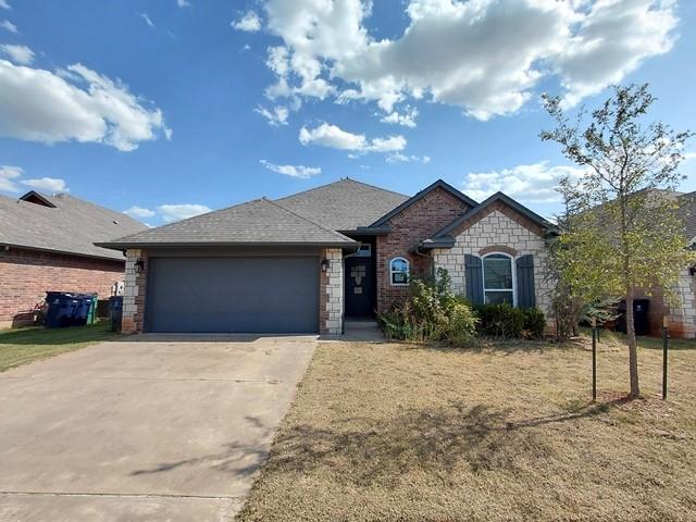 This charming 3 bedroom, 2 bathroom home features an inviting open floor plan with vaulted ceilings and durable wood-look tile throughout the living room, hallways, dining room, and kitchen. The thoughtful split layout places two bedrooms on one side of the home with a large hallway linen closet, and the extra-large primary bedroom privately on the other. The kitchen includes a center island and a large pantry, offering excellent storage and workspace. A 2-car garage provides convenient parking and additional storage.Outside you will find a covered patio overlooking a large backyard. Located within highly sought-after Edmond Schools, this home offers comfort, space, and a great location. Buyers to verify all info. This property may qualify for Seller Financing (Vendee).