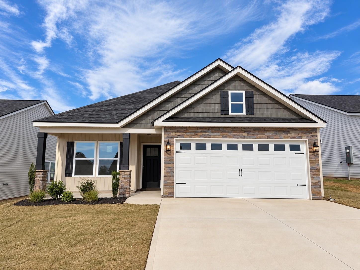 The Cheshire (Lot 88) offers a modern, open concept living area perfect for entertaining.  4 bedroom, 2.5 bath. Complete with the craftsman chair rail, crown molding, and rope lighting.  Covered back patio.   30-year architectural shingles, site-built construction, and a 10 year limited warranty are included to give you peace of mind. Preferred Incentive Available.