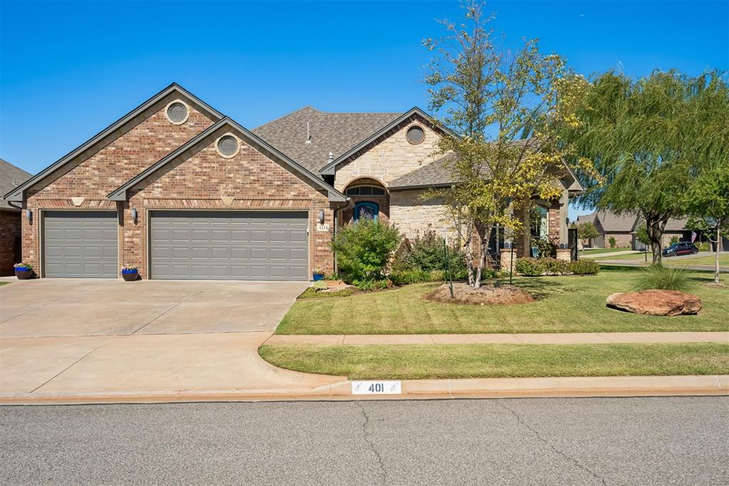Welcome to 401 Turnberry Drive! This 4-bedroom, 2.5-bath home sits on a corner lot in Norman, with a cozy front porch, beautiful landscaping, thoughtful upgrades, and plenty of personality.Inside, the living room, kitchen, and dining area flow together in an open layout that's great for everyday living or having people over. The living room features a stone fireplace, tray ceiling, and wood-look tile flooring. The kitchen has a large island, farmhouse sink, gas cooktop, built-in oven and microwave, and plenty of storage. In 2025, the kitchen cabinets were upgraded with pull-out shelving, along with improvements to the pantry and primary closet.The split floor plan gives the primary suite privacy, and the bathroom includes a jetted tub, tiled walk-in shower, double vanities, and a spacious closet with built-in shelving. One of my favorite features is that the laundry room connects directly to the primary closet. The fourth bedroom, located near the entry with French doors, also makes a great home office or study.Outside, you'll find an extended covered patio, flagstone walkways, established landscaping, a sprinkler system, and a spacious backyard. The improvements continue outdoors, including the patio extension in 2020 and fencing and gate improvements in 2026.What really sets this home apart, though, is how much care has gone into it beyond what you can see in the photos. Since 2020, the sellers have invested substantially in improvements, including impact-resistant roof shingles and new gutters in 2021, additional insulation in 2025, a tankless water heater, attic lift, whole-house surge protector, insulated garage doors, and a 240V outlet in the garage.These aren't just cosmetic updates. They're the kinds of improvements that make a home more comfortable, functional, and enjoyable to own. A complete list of improvements is available, and there's plenty more to appreciate when you see it in person!
