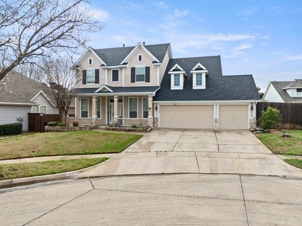 Beautiful two-story home with a private backyard pool and brand new roof, located on a quiet cul-de-sac in the highly sought-after Fannin Farm community and zoned to Mansfield ISD. This spacious 4-bedroom, 3.5-bath home features an excellent floor plan with multiple living and dining areas and a large upstairs game room perfect for entertaining, a media room, or additional flexible living space. The open-concept kitchen includes a center island, breakfast bar, and pantry and flows seamlessly into the inviting living room anchored by a cozy fireplace. The private first-floor primary suite offers a relaxing retreat with dual vanities and a walk-in closet. Brand new carpet on the stairs and throughout the upstairs adds a fresh, updated feel. Step outside to your private backyard oasis featuring a sparkling swimming pool, ideal for relaxing, entertaining, and enjoying Texas summers. Residents of Fannin Farm enjoy access to community pools, parks, playgrounds, and scenic walking trails. Conveniently located near shopping, dining, and major highways, this home combines comfort, space, and location in one of Arlington’s most desirable neighborhoods.