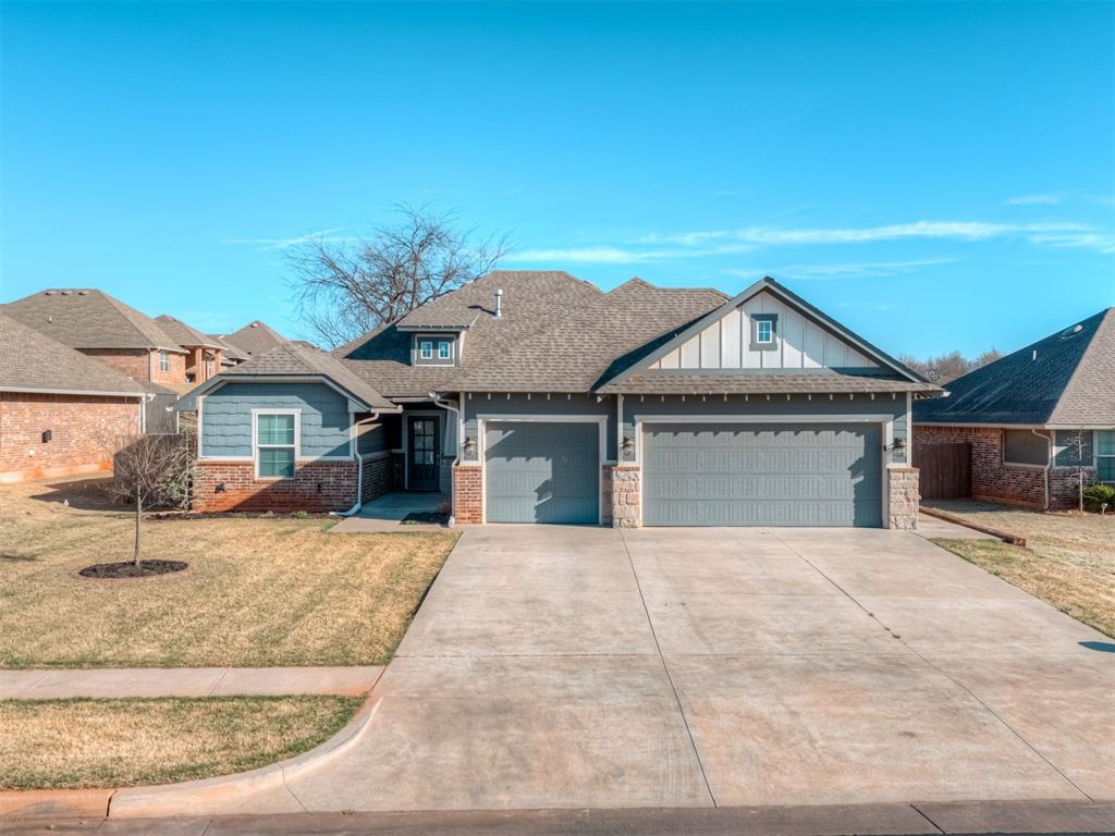 Beautiful newer construction home in Moore offering modern style, functional space, and a convenient location close to shopping, dining, and major commuter routes. Built in 2019, this single-story residence features approximately 1836 square feet of well-designed living space with three bedrooms and two bathrooms, and an office, providing flexibility for a variety of lifestyles. Step inside to an inviting open-concept layout that seamlessly connects the living, dining, and kitchen areas—ideal for both everyday living and entertaining. Large windows allow natural light to fill the home, creating a bright and welcoming atmosphere throughout. The kitchen offers generous counter space, abundant cabinetry, and a central gathering area that overlooks the main living space. The private primary suite is thoughtfully separated from secondary bedrooms and includes a spacious bedroom, walk-in closet, and en-suite bath designed for comfort and convenience. Additional bedrooms provide versatility for guests, a home office, hobby space, or other needs. Enjoy the brand new carpet throughout the home. Situated on a sizable lot of roughly one-third acre, the property offers plenty of outdoor space for recreation, gardening, or relaxing evenings at home. The home’s contemporary construction means modern systems, energy efficiency, and low-maintenance living compared to older properties. Located within the Moore area, the home enjoys quick access to I-35 and nearby commercial corridors, making commuting to Oklahoma City, Norman, Tinker AFB, and surrounding employment centers easy. Everyday amenities, parks, and services are just minutes away, combining suburban comfort with urban accessibility. This move-in-ready property delivers the appeal of newer construction, an efficient layout, and a convenient metro location—an excellent opportunity for buyers seeking space, comfort, and modern living in Moore. Come and see it and make it your home!
