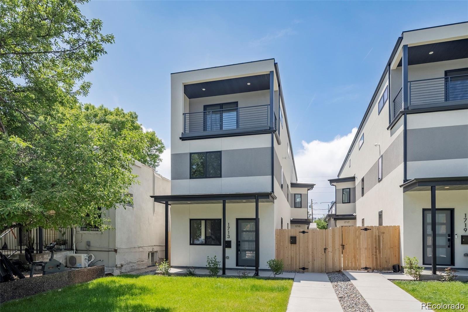 Where modern design meets the pulse of the city — 1713 Grove Street offers a front-row seat to Denver living at its finest. This newly built, front-unit townhome - No HOA stands out with its bold architecture, abundant natural light, and unbeatable location just a five-minute walk from Empower Field at Mile High and moments from Sloan’s Lake.

The inviting main level showcases an open, light-filled layout that flows effortlessly from the living room to the dining area and into a chef’s kitchen designed to impress. Quartz countertops, sleek cabinetry, and stainless-steel appliances bring both form and function to this beautiful, cohesive space — perfect for entertaining or relaxing at home.

Upstairs, the primary suite feels serene and sophisticated, featuring a private balcony ideal for morning coffee or unwinding after the day. The spa-inspired ensuite bath is elegantly finished with dual vanities, a glass-enclosed shower, and designer fixtures. Two additional bedrooms and a conveniently located laundry room complete the upper level.

The finished basement adds flexibility and style, offering a wet bar, a family room and/or a guest bedroom with a full bath — an ideal setup for hosting or creating your own retreat.

With Empower Field and Sloan’s Lake just steps away, this home brings together city vibrancy, walkable convenience, and contemporary design — the perfect address for those who want to live, work, and play in the heart of it all without the burden of an HOA. Don’t miss your chance to own this stunning new construction townhome in one of Denver’s most walkable and dynamic locations. 
Schedule your private showing today and experience the best of modern city living.