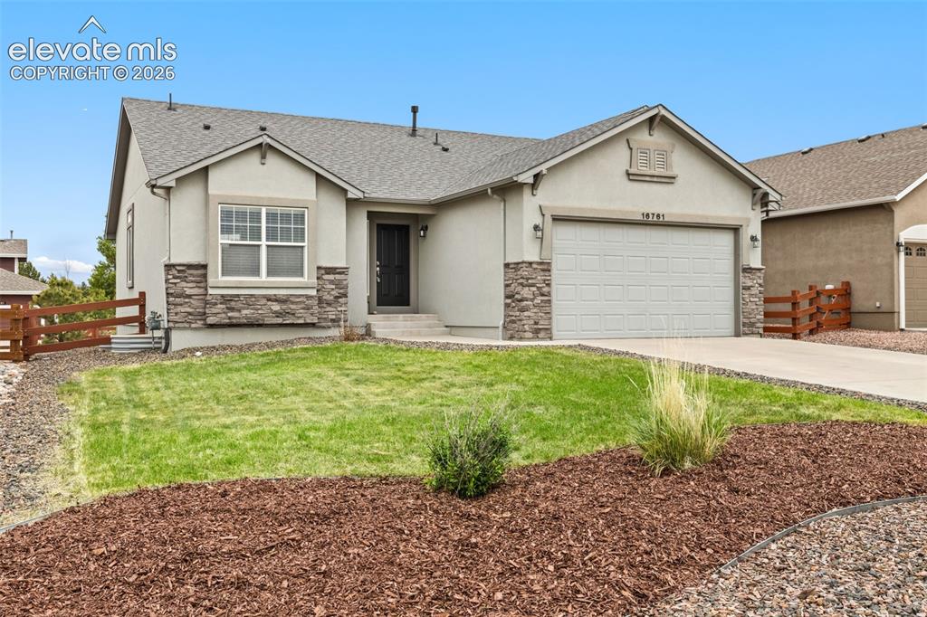 Experience effortless Colorado living in this beautifully designed ranch-style home in Monument, Colorado, offering main level living and stunning mountain views. The open-concept main level is filled with natural light and features a spacious living area that flows seamlessly into the gourmet kitchen, complete with stainless steel appliances, an oversized island, pantry, and abundant prep and storage space—perfect for both everyday living and entertaining.The thoughtfully designed floorplan includes a luxurious primary suite with an adjoining 5-piece bathroom and expansive walk-in closet. A secondary main level bedroom provides flexibility for guests or family, while the office space just off the kitchen is ideal for working from home or managing daily tasks. Convenient garage entry from the main level adds to the home’s functional design.Step outside to enjoy the composite deck overlooking the fenced backyard, creating the perfect setting for relaxing, entertaining, or taking in the Colorado scenery. Complete with a 2-car garage and located in the highly desirable Monument area, this home combines comfort, style, and convenience in one exceptional package.