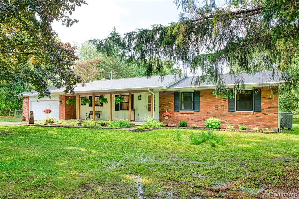 Calling all outdoor enthusiasts. This private updated ranch is tucked back off the road boasting just over 13 acres. Both open and wooded this property provides many options for outdoor fun. Summer gatherings can be spent on the x newly built deck (2022). Enjoy the view during colder months soaking in the hot tub located in the 3 seasons room. Store all your yard tools in the oversized shed. Walk inside to updated light fixtures, fresh paint, new flooring, new trim and new carpet. Stove (with convection oven) and kitchen sink both new 2025. Fridge and dishwasher both only 5 years old. Furnace and AC/Heat pump purchased 2021 and include a transferrable warranty. New sump pump 2023. Roof replacement in 2019. Both bathrooms updated to modern fixtures and vanities. Upgrades to the kitchen include the newer stainless steel appliances, new sink, new fixtures and new flooring. Tons of natural light in the kitchen, dining room and living room. Amazing views from every one of the brand-new windows. Generator plug for the power outage moments. Unfinished basement has potential for more space to entertain. Septic pumped June 2025. This home is not only efficient, but it is move in ready.