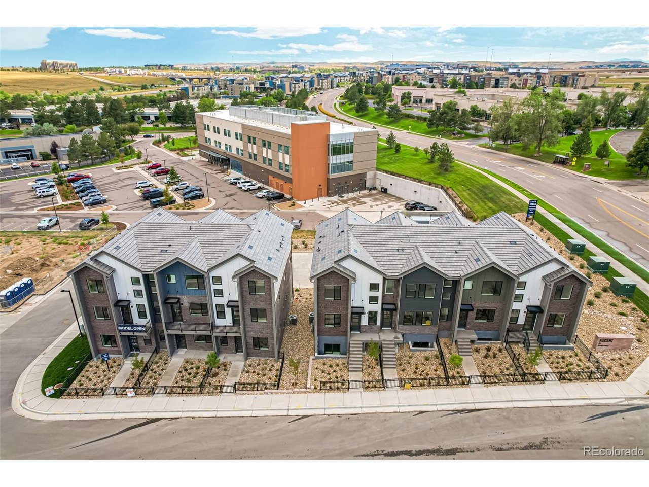Welcome to the Samantha, a move-in-ready 3-bedroom, 3.5-bath townhome nestled within a private enclave in the heart of the Denver Tech Center. As an end-unit with no neighbors on one side, this home offers enhanced privacy, abundant natural light, and an airy sense of openness. Thoughtfully designed across three levels and 2,049 square feet, the home offers a versatile layout tailored to modern living. The main-level bedroom provides an ideal space for guests, a home office, or a private retreat. The open-concept great room is bathed in natural light and centered around a stylish fireplace, creating an inviting space for everyday living and entertaining. The chef-inspired kitchen features quartz countertops, premium finishes, and a generous island that serves as the perfect gathering spot. Upstairs, the spacious primary suite offers a private retreat, complete with a spa-like five-piece bath and an expansive walk-in closet. A ground-level flex room adds even more versatility, while a private balcony provides an inviting spot to enjoy the outdoors. An attached two-car garage completes the home. Located at Ascent at Inverness in Englewood, this residence is just steps from the future John Derry Park-a thoughtfully planned community destination designed to bring people together. Planned amenities include a dog park, playground, beer garden and brewery, event lawn with amphitheater, community garden, creek trails, sports courts, and a regional bike path. With leading DTC employers, premier shopping, dining, and entertainment just minutes away, the Samantha offers the best of both worlds: low-maintenance living in a private setting with effortless access to everything the area has to offer.