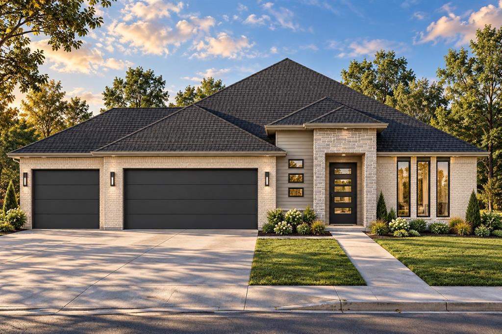 For a limited time, builder offering up to $5000 toward options or closing costs! The modern design of this Woods Plan blends seamlessly with its elegant interior design! Located within Edmond’s newest community of Echo Ranch, from the moment you enter, the home welcomes you with warm wood-look tile flooring, expansive maple cabinetry extending to the ceiling, and refined finishes thoughtfully selected throughout. Offering three bedrooms and two and a half bathrooms, the Woods plan features a true split layout centered around a spacious open concept living area. The kitchen is both striking and functional, showcasing ceiling height cabinetry, generous pantry space, and a convenient wet bar positioned across from the large kitchen island, providing exceptional storage and entertaining capability. The living and dining areas are filled with natural light from oversized windows and elegant eight foot glass doors. The private primary suite offers a quiet retreat, complete with a spa inspired bathroom featuring a freestanding soaking tub, a spacious shower surrounded by luxurious tile to the ceiling, and a primary closet conveniently connected to the utility room for added comfort and ease. On the opposite side of the home, two generously sized secondary bedrooms are located near a well appointed hall bath, offering flexibility for guests, a workspace, or additional living needs. The home comes complete with sprinkler system, blinds, and a tankless water heater. This beautifully designed home delivers timeless contemporary style, modern comfort, and everyday convenience in one of Edmond’s most desirable communities.