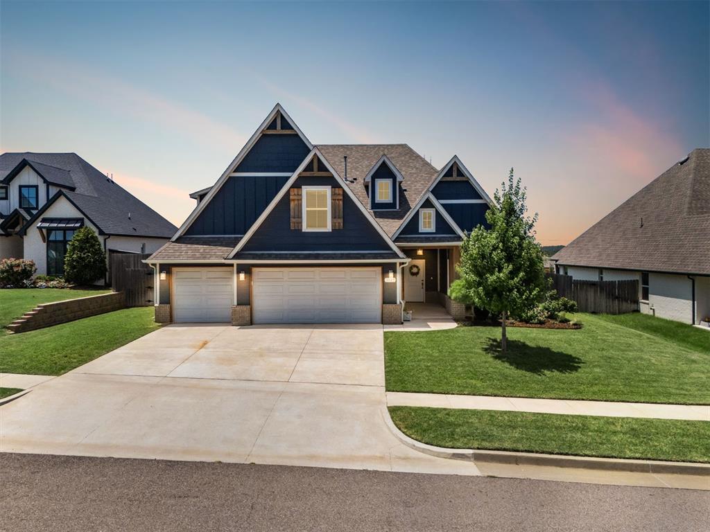 Experience the pinnacle of modern luxury in this stunning new construction residence nestled in the prestigious Woodland Park community of Edmond. Boasting over 2770 (mol) square feet, this impeccably designed home features 3 Bedrooms, Study, 3.5 bathrooms, and a spacious Upstairs bonus room—offering refined living at every turn. Step inside to discover a sophisticated open-concept layout adorned with high-end finishes, expansive windows, and clean architectural lines. You will be entranced by the spacious main living room that features a vaulted ceiling with beams. The designer kitchen is a true showpiece, complete with sleek cabinetry, quartz countertops, an oversized island, butler's panty, and premium stainless appliances including double ovens—effortlessly blending form and function for elevated everyday living and entertaining. Retreat to the serene primary suite, where luxury meets comfort in a spa-inspired bath featuring a freestanding soaking tub, oversized walk-in shower, two vanities, and an expansive walk-in closet. Flex room with full bathroom off the entry - perfect home office or 4th bedroom. Located upstairs is two secondary bedrooms, a bathroom and the bonus room. Utility sink in the laundry room.  Don't miss the oversized mud bench. Beyond the home, Woodland Park offers an unparalleled lifestyle with resort-caliber amenities including a state-of-the-art fitness center, sparkling pool, basketball court, playground, and miles of scenic walking trails. Located in the top-rated Edmond School District—with Redbud Elementary just a short walk away—this home delivers timeless design, luxurious detail, and unmatched community convenience.  Welcome Home!