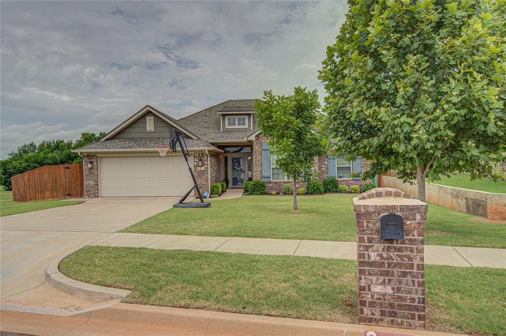 Welcome to your new home in the desirable Red Canyon Ranch neighborhood! This lovely 4 bedroom, 2 and a half bathroom home has everything you need for comfortable living. As you step inside, you’ll be greeted by a spacious living room with a cozy brick fireplace and large windows that let in tons of natural light. The kitchen is a dream, featuring a gas stove, plenty of counter and cabinet space, a pantry, and a convenient island—perfect for meal prep. The primary bedroom is complete with an en suite bathroom that includes a dual vanity, a soaking tub, and a large walk-in closet. The secondary bedrooms are generously sized and flexible to fit your needs. Garage is extra long with 4' extra space, letting not having to move car to get to Tornado Shelter. Located in Red Canyon Ranch, you’ll love the neighborhood amenities, including playgrounds, a splash pad, a soccer field, and walking trails that are perfect for enjoying the outdoors. Plus, the location couldn’t be better—close to shopping, restaurants, and with easy access to I-35, you’ll have everything you need just minutes away. Don’t miss out on this incredible home—schedule your showing today!